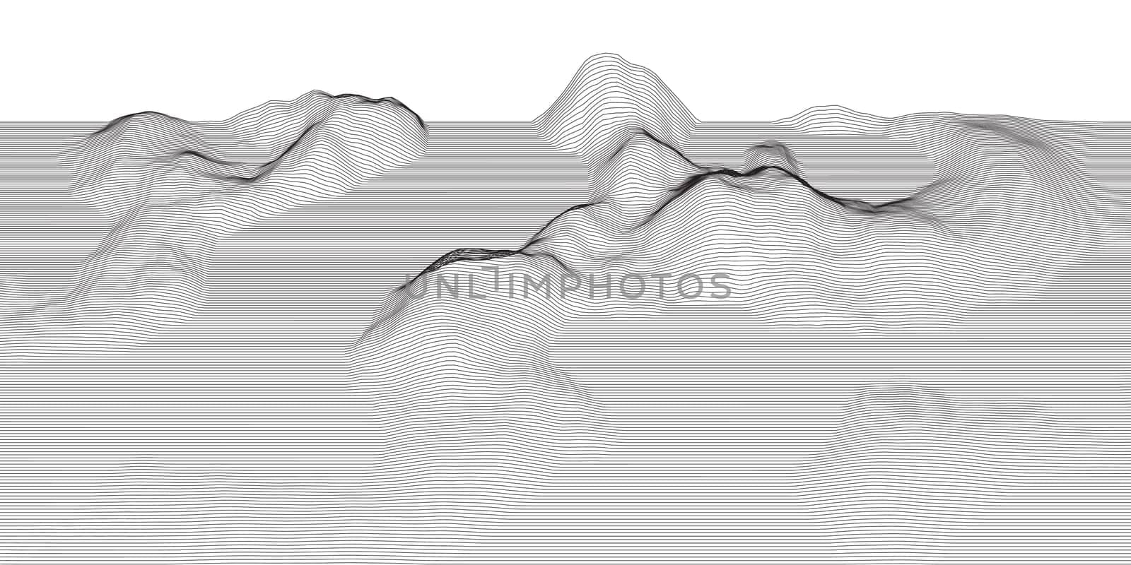 Abstract techno landscape with a wireframe design