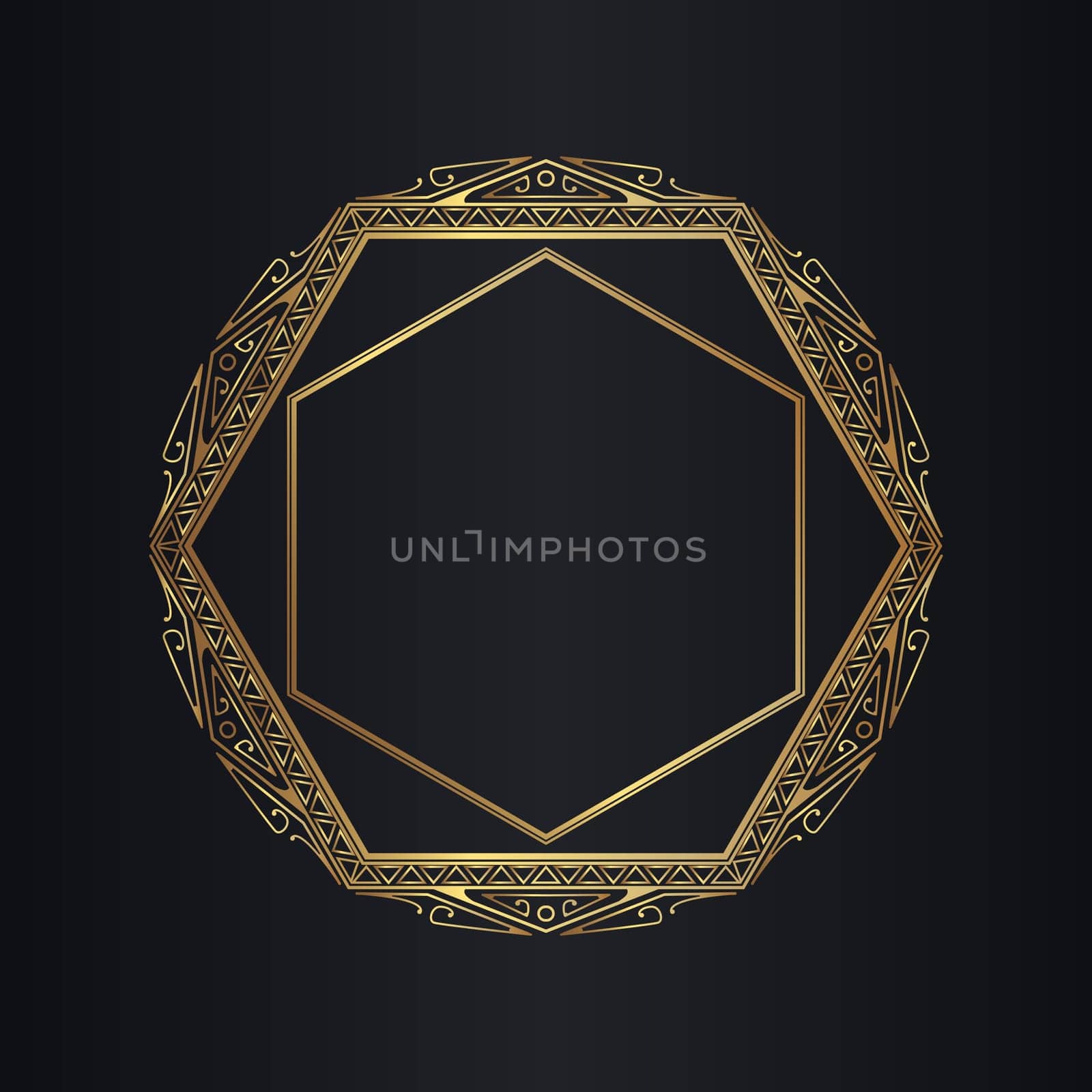 Decorative background with an art deco style gold frame