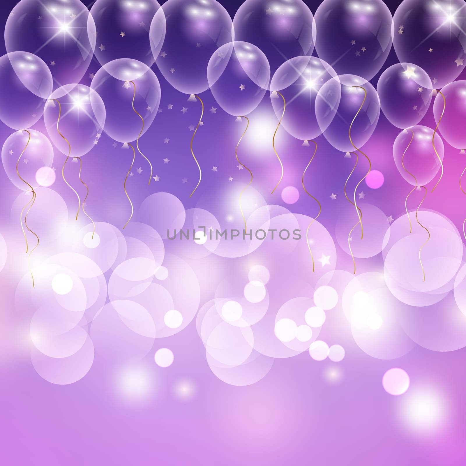 Celebration background with balloons and bokeh lights design