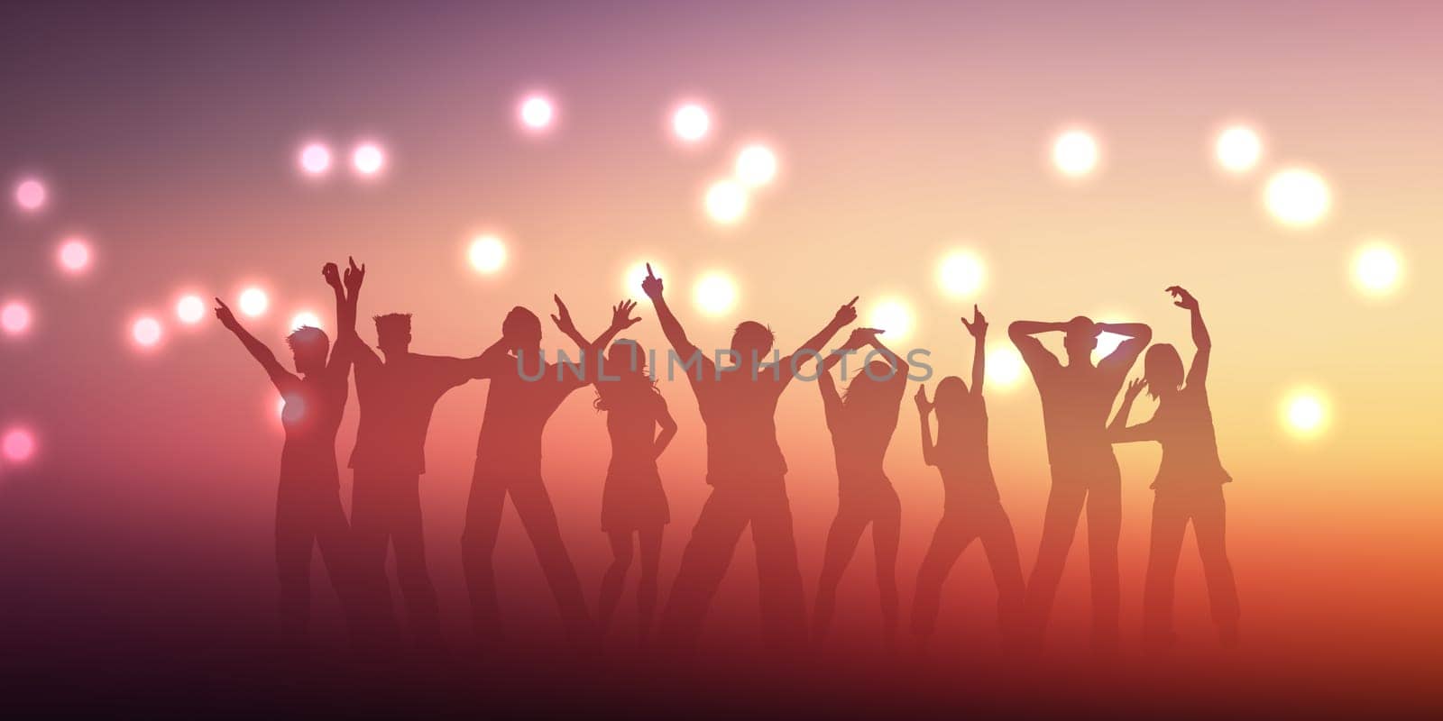 Banner template with silhouettes of people dancing