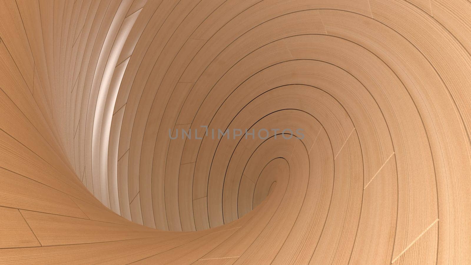 3d render of Modern curved wooden display background