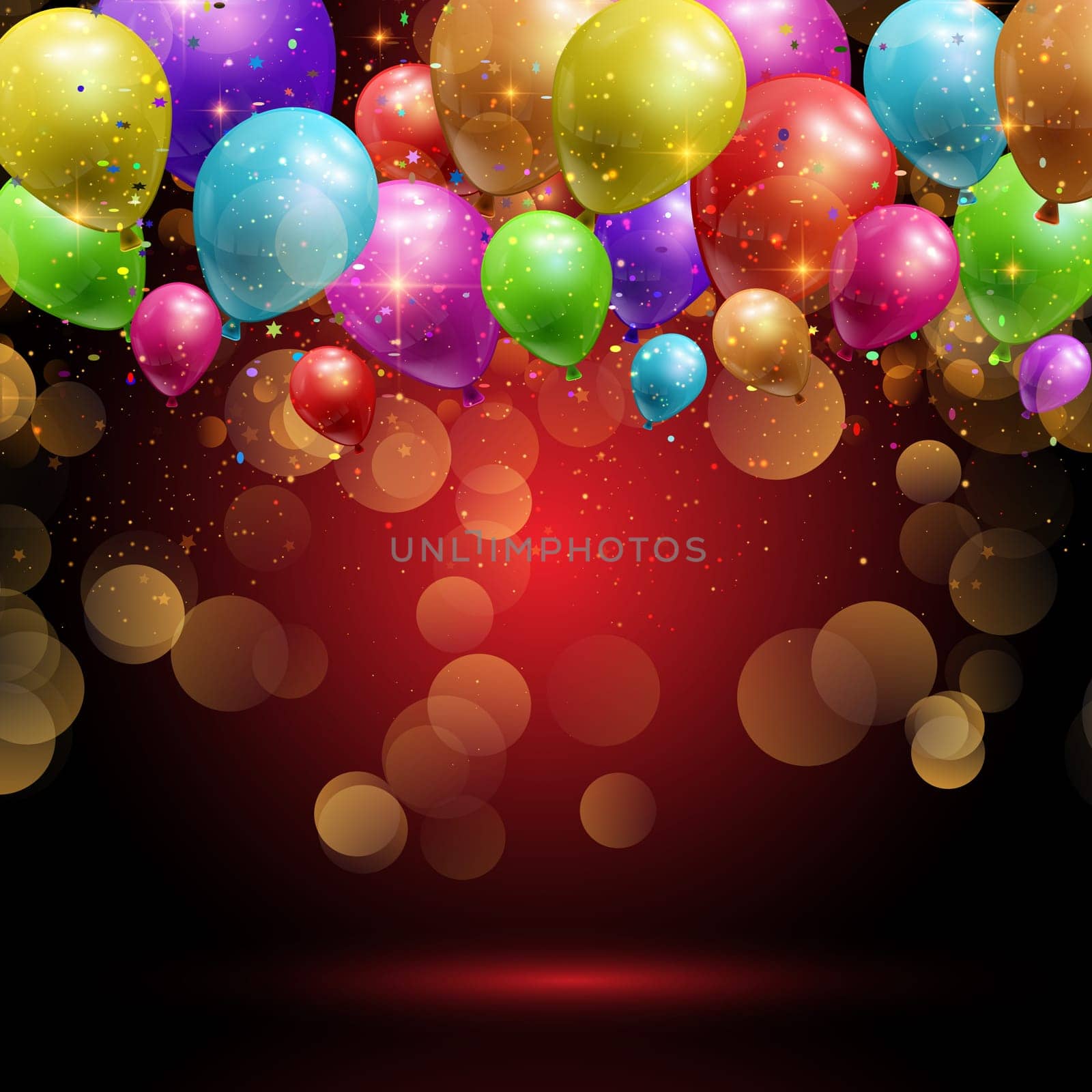 Celebration background with balloons and confetti