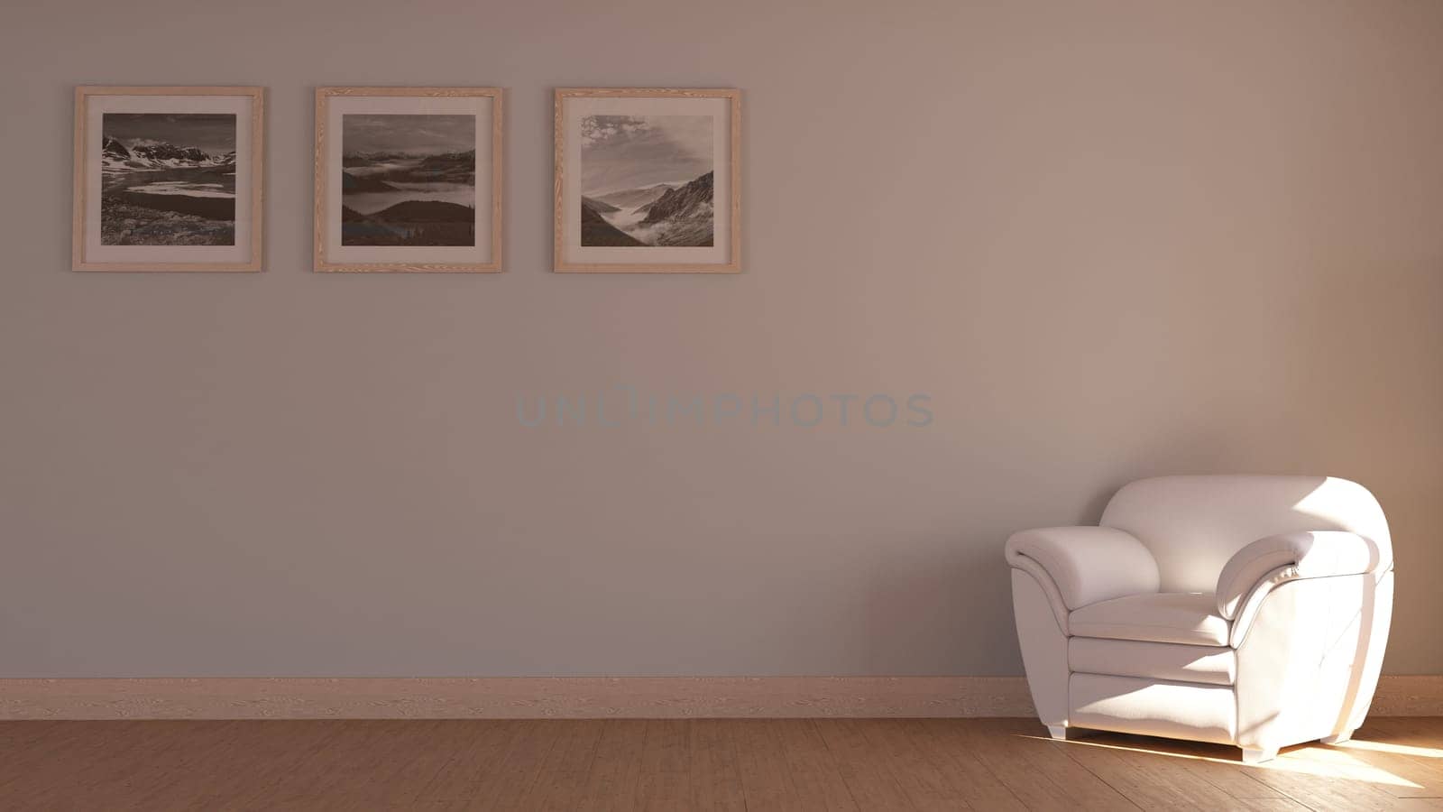 Render of 3D contemporary Living Room Interior and modern furniture