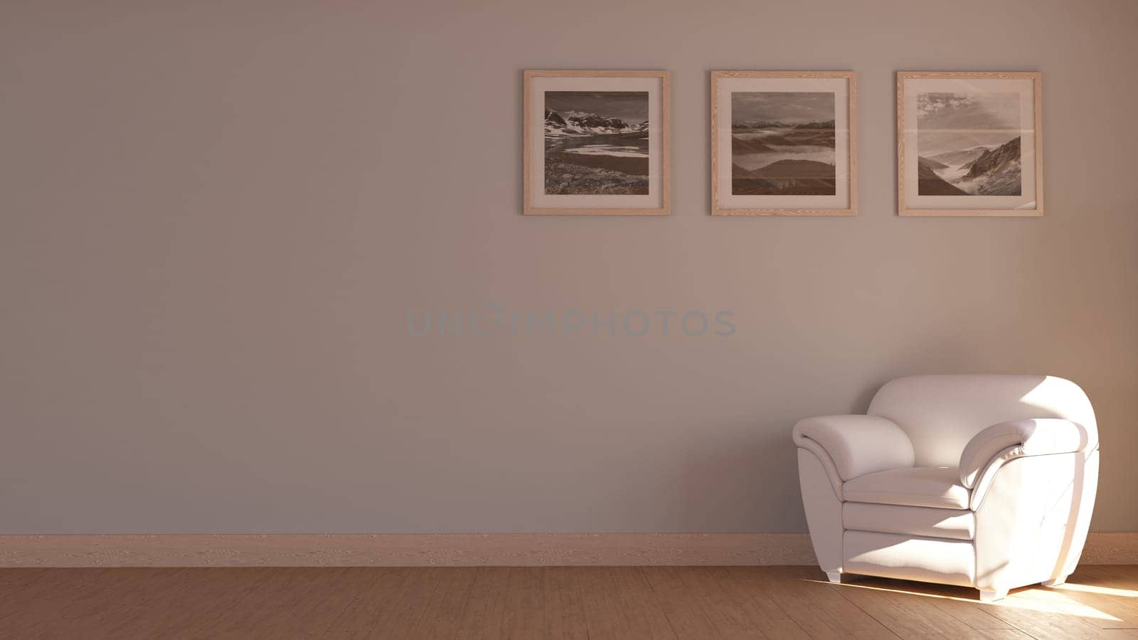 Render of 3D contemporary Living Room Interior and modern furniture