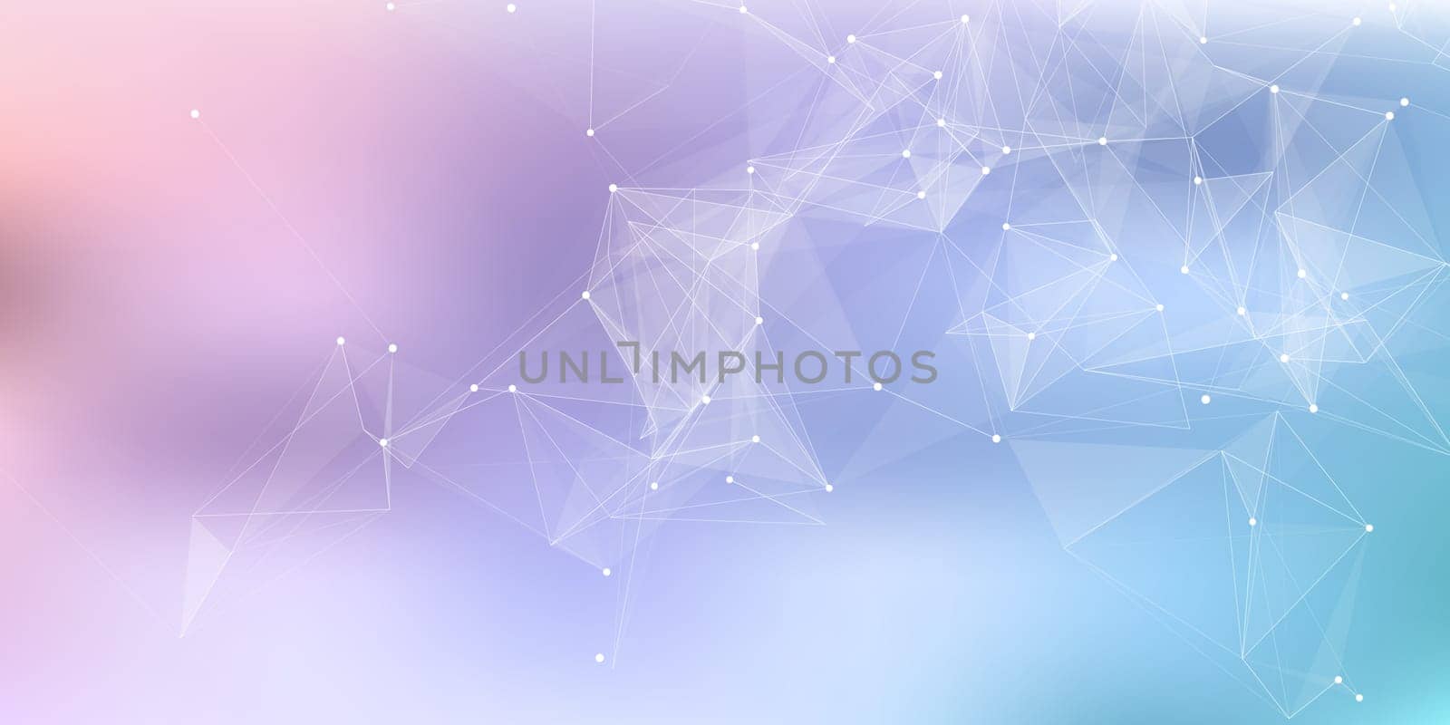 Abstract banner with a low poly plexus network communications design