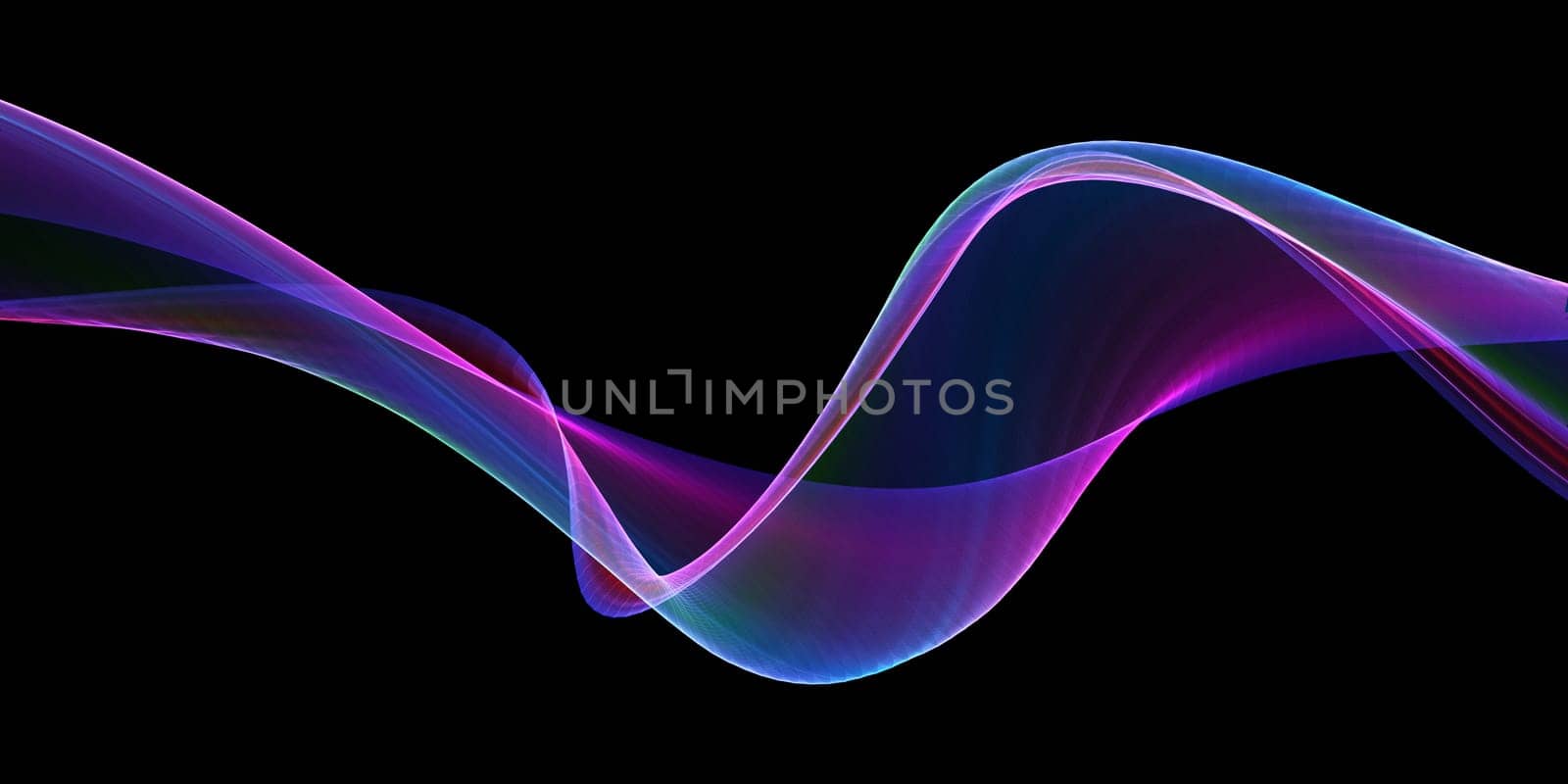 Banner with abstract flowing rainbow waves design