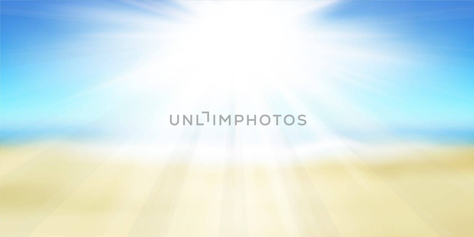 Banner with a beach themed design with sun rays