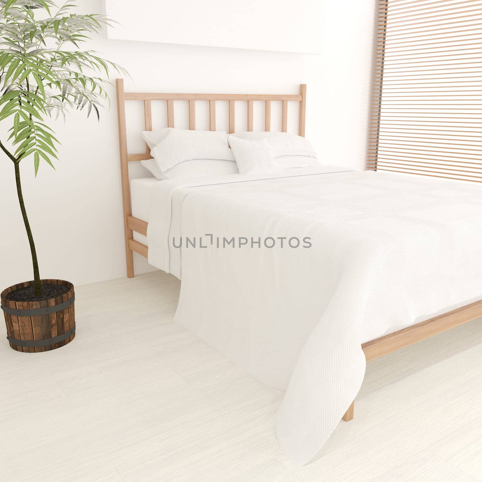 3D render of a modern bedroom interior