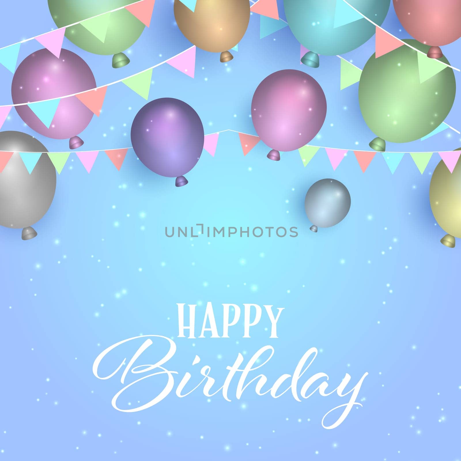 Decorative birthday background with balloons and banners