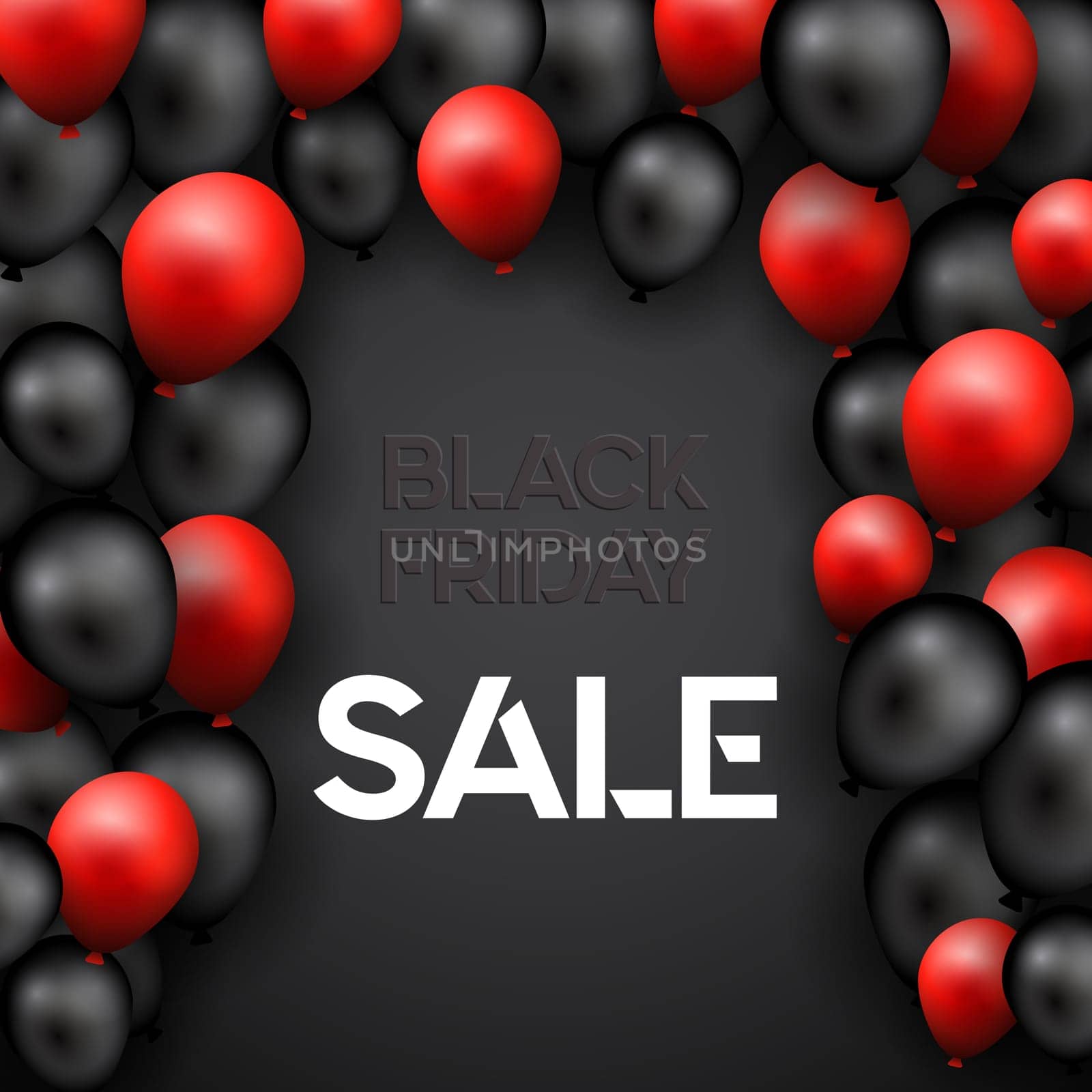 Black Friday background with red and black balloons design