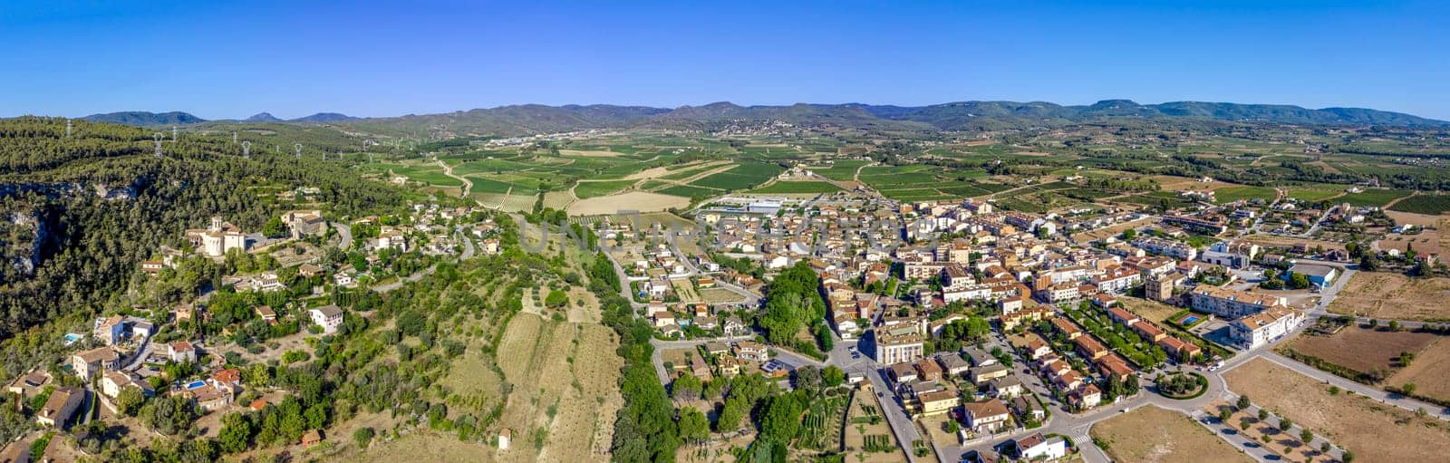 Panoramic view of the city of Sant Marti Sarroca, Catalonia Spain