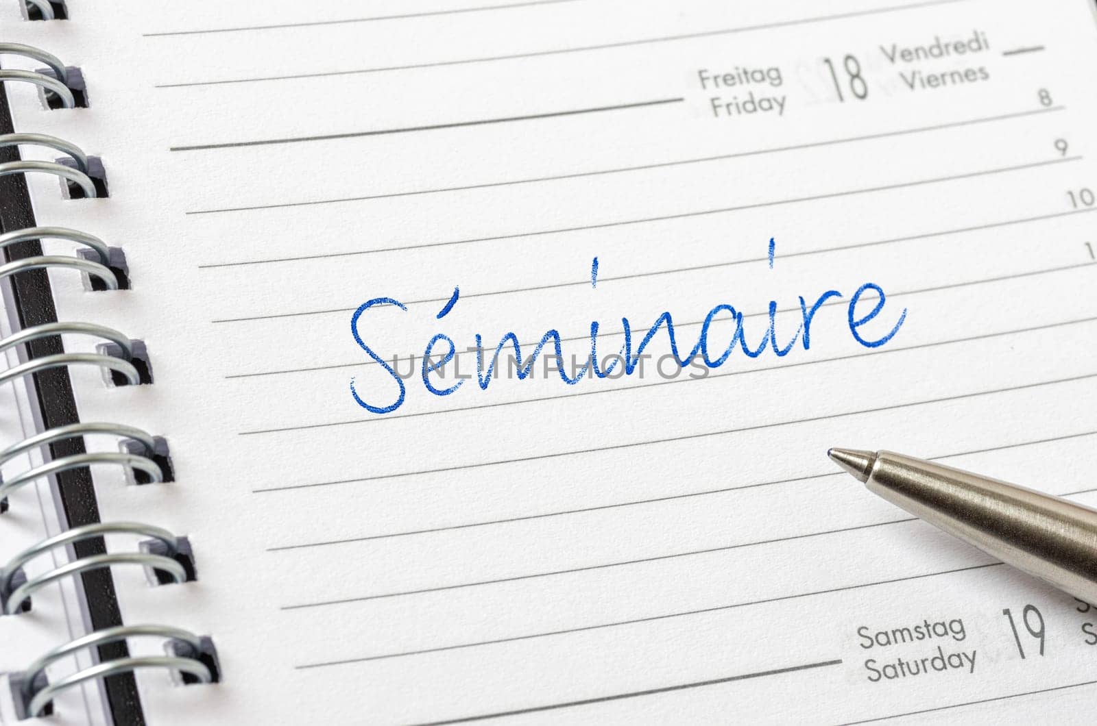 Seminar in french written on a calendar page - Séminaire