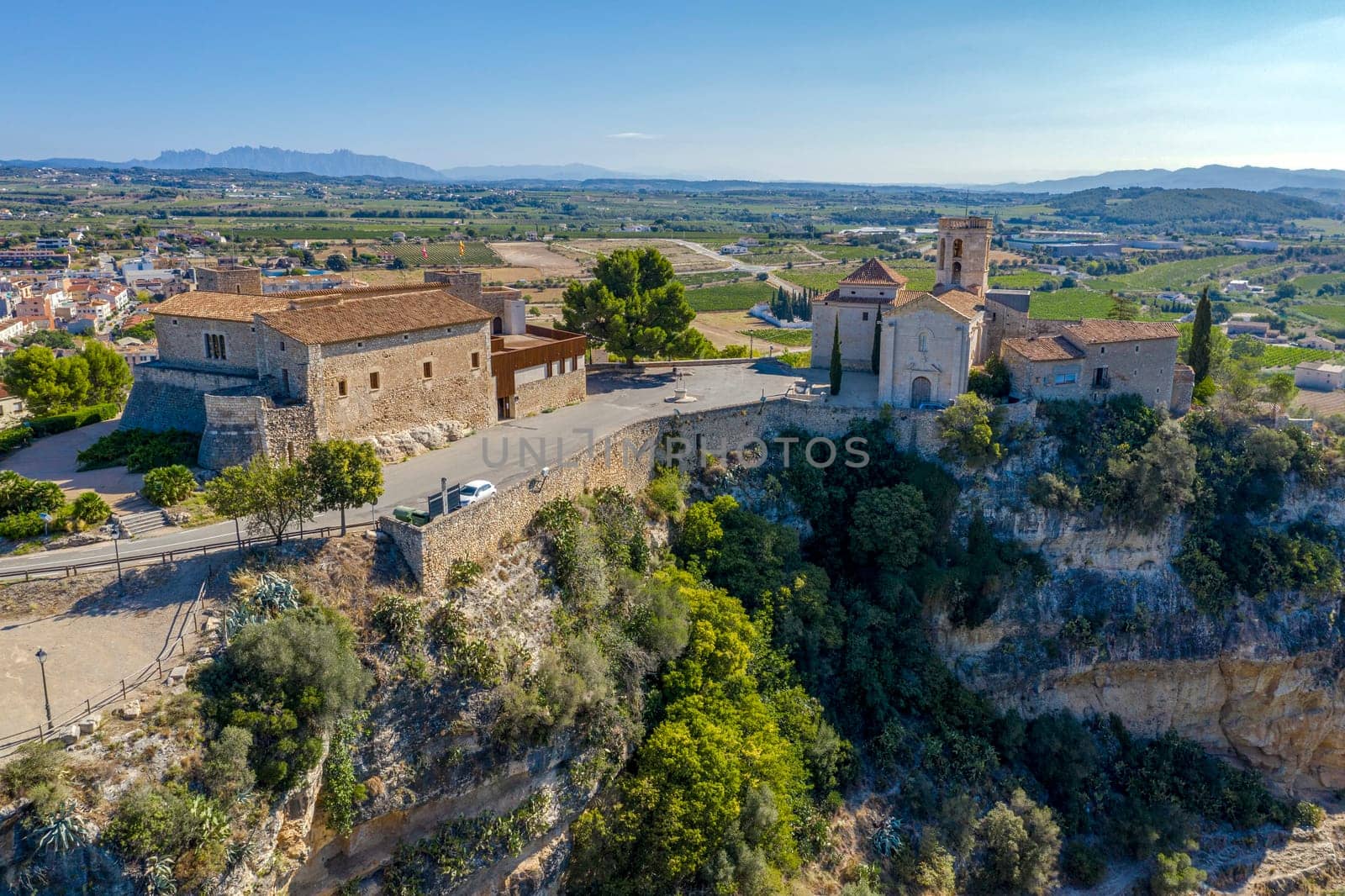 Castle and Santa Maria Church in Sant Marti Sarroca Catalonia Spain