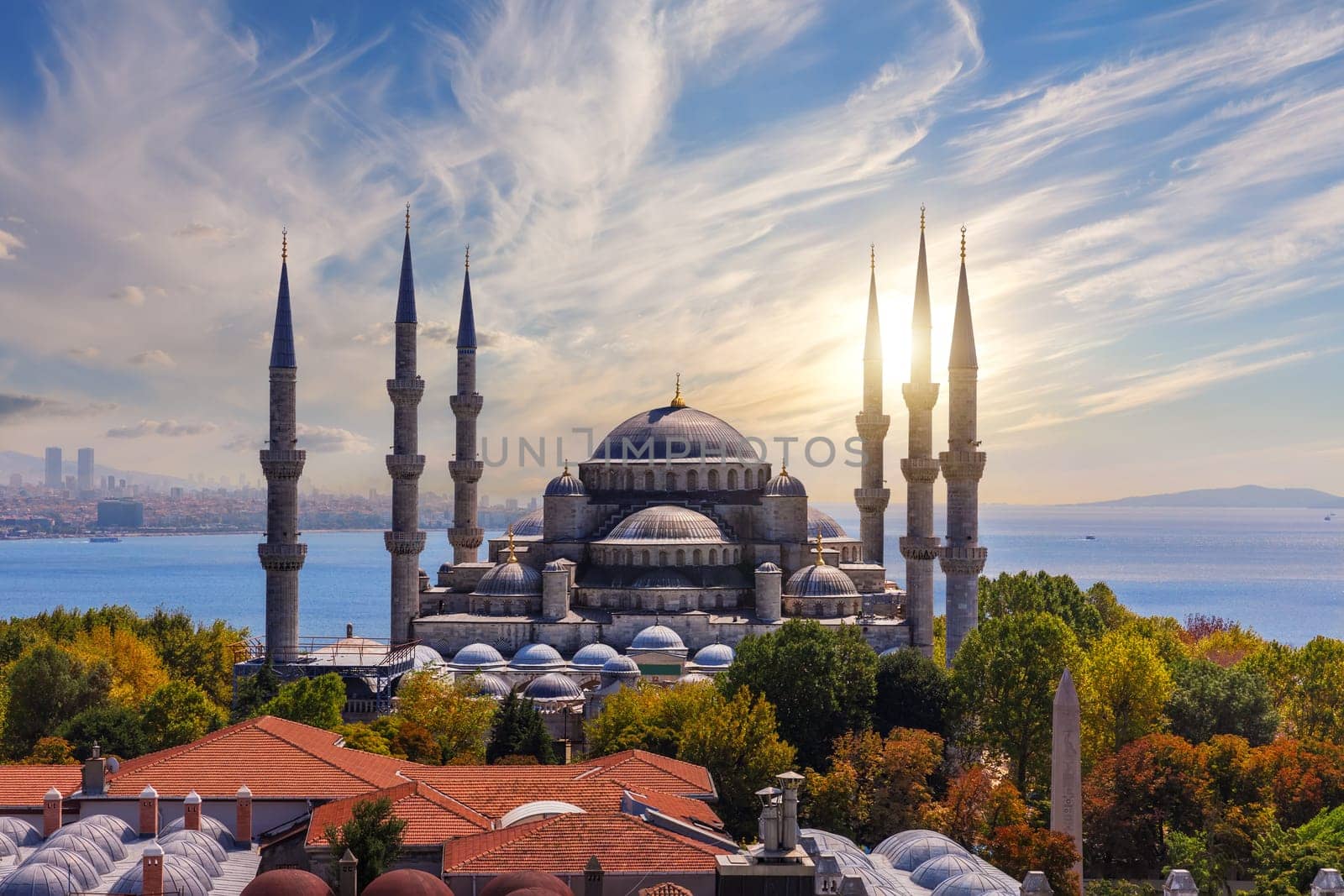 The Blue Mosque or Sultan Ahmet Mosque at sunset, Istanbul, Turkey.