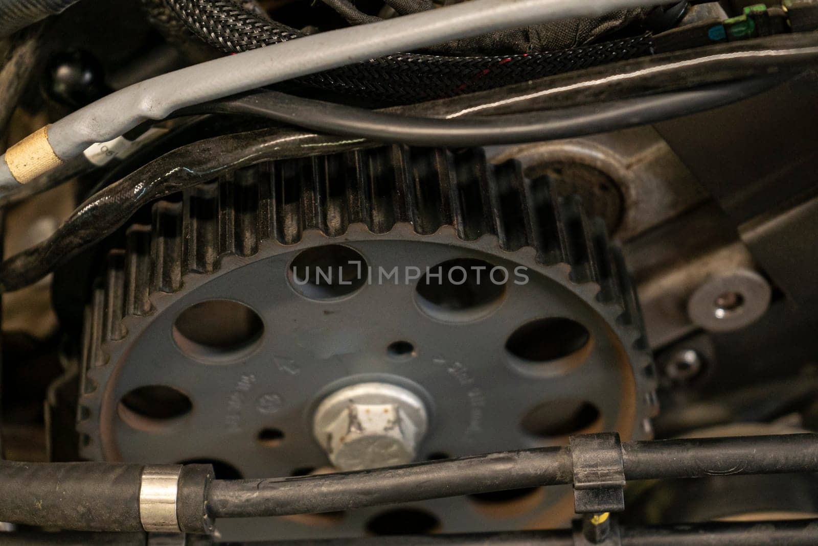 Detail of Pulley in the car engine