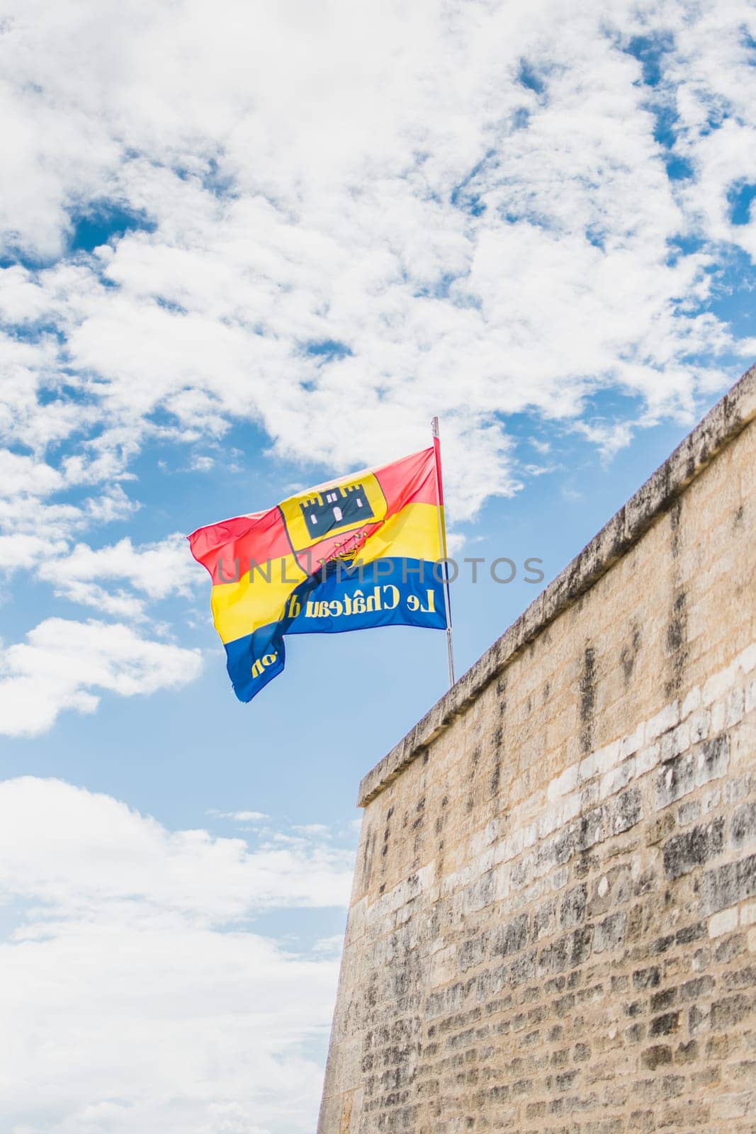 Flag of the Château d'Oléron on the harbor of the Château d'Oléron on the island of Oléron in France