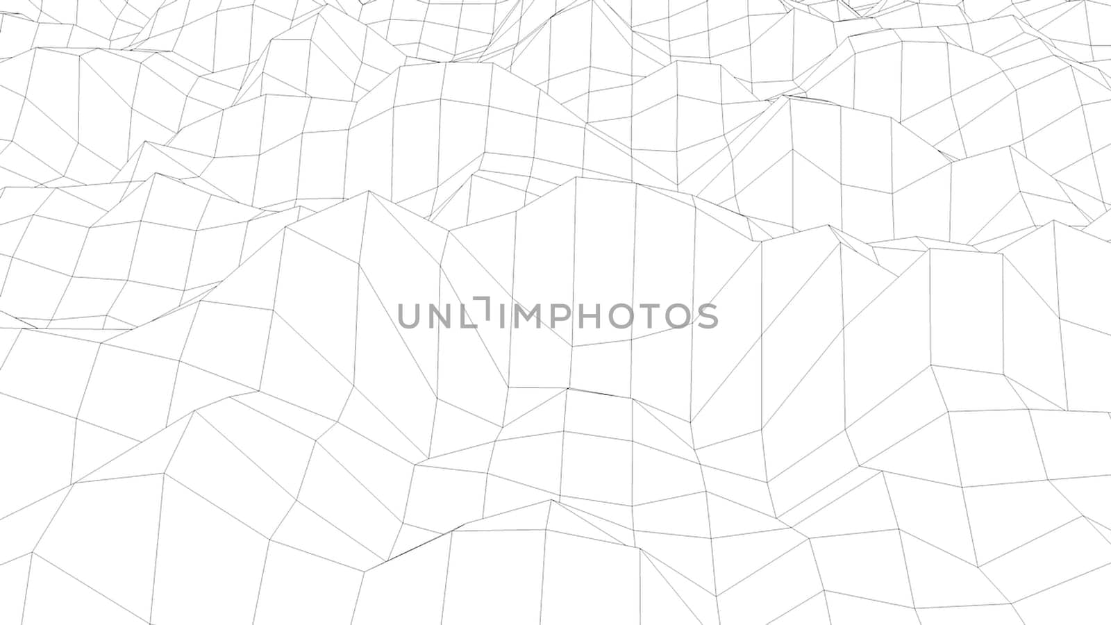 Wavy wireframe with black lines, liquid surface imitation, 3d rendering computer generated backdrop