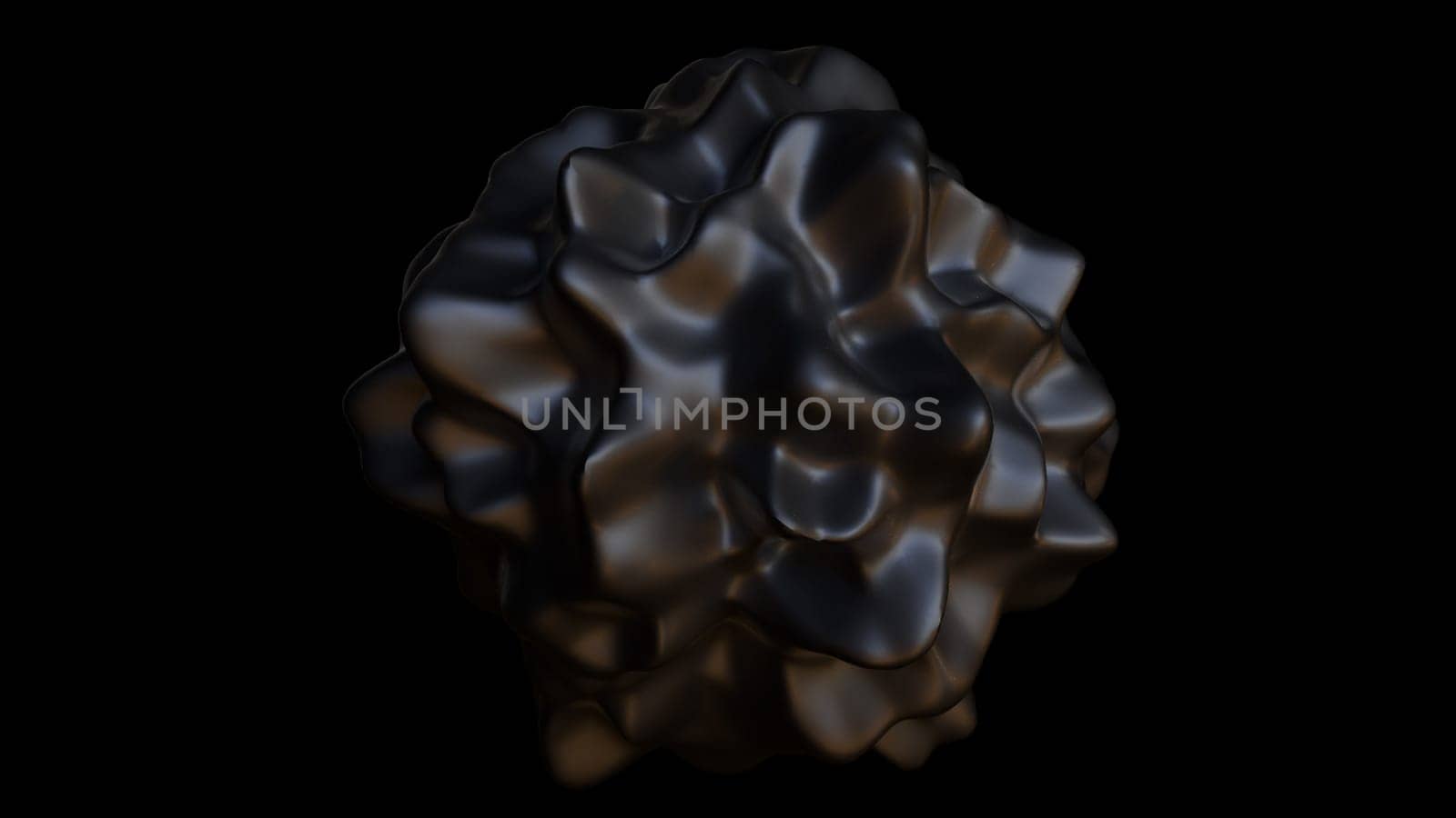 Bacterium with 3d render of geometric growths and random spikes. Coronavirus infection under microscope. Molecule pathogen with biological infectious structure.