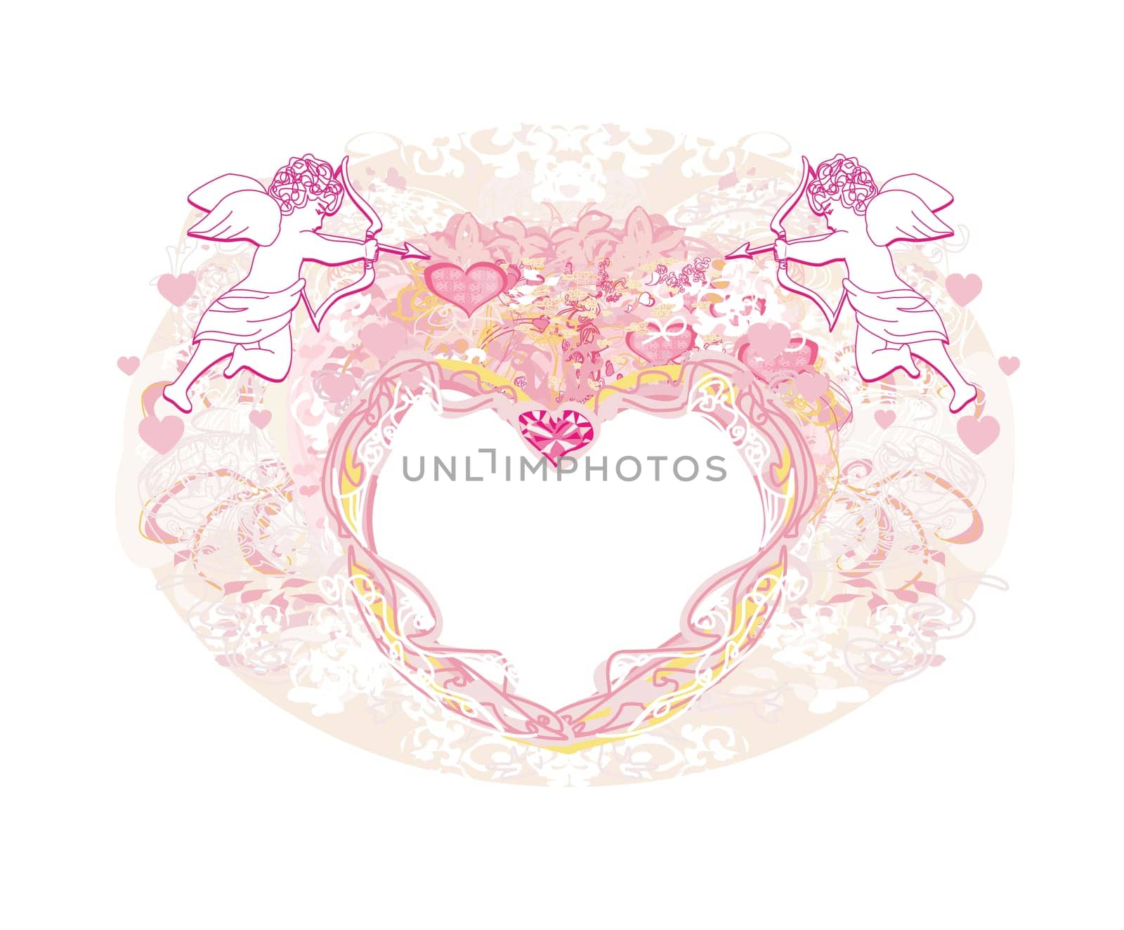 Happy valentine's day vintage card with cupids