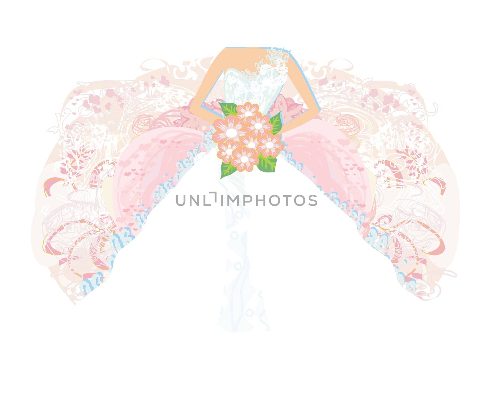 Abstract Beautiful bride card - close-up on a beautiful dress
