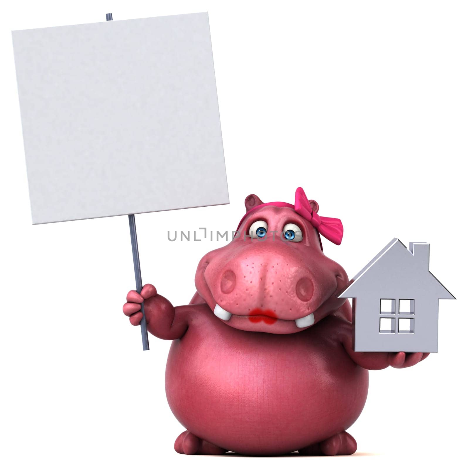 Pink Hippo - 3D Illustration