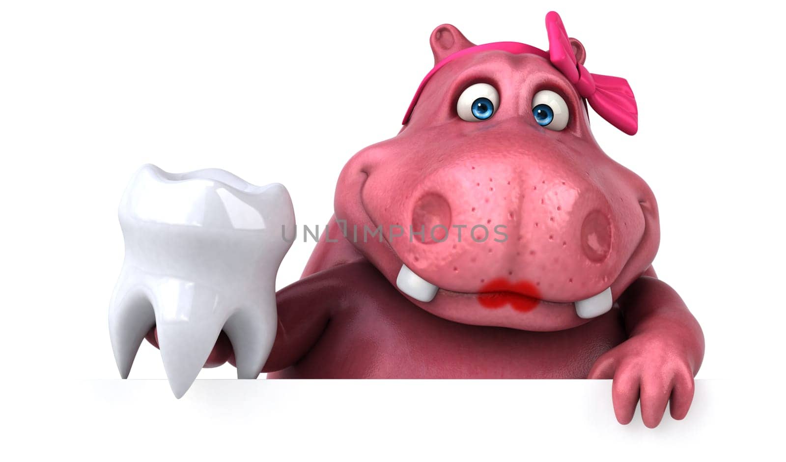 Pink Hippo - 3D Illustration