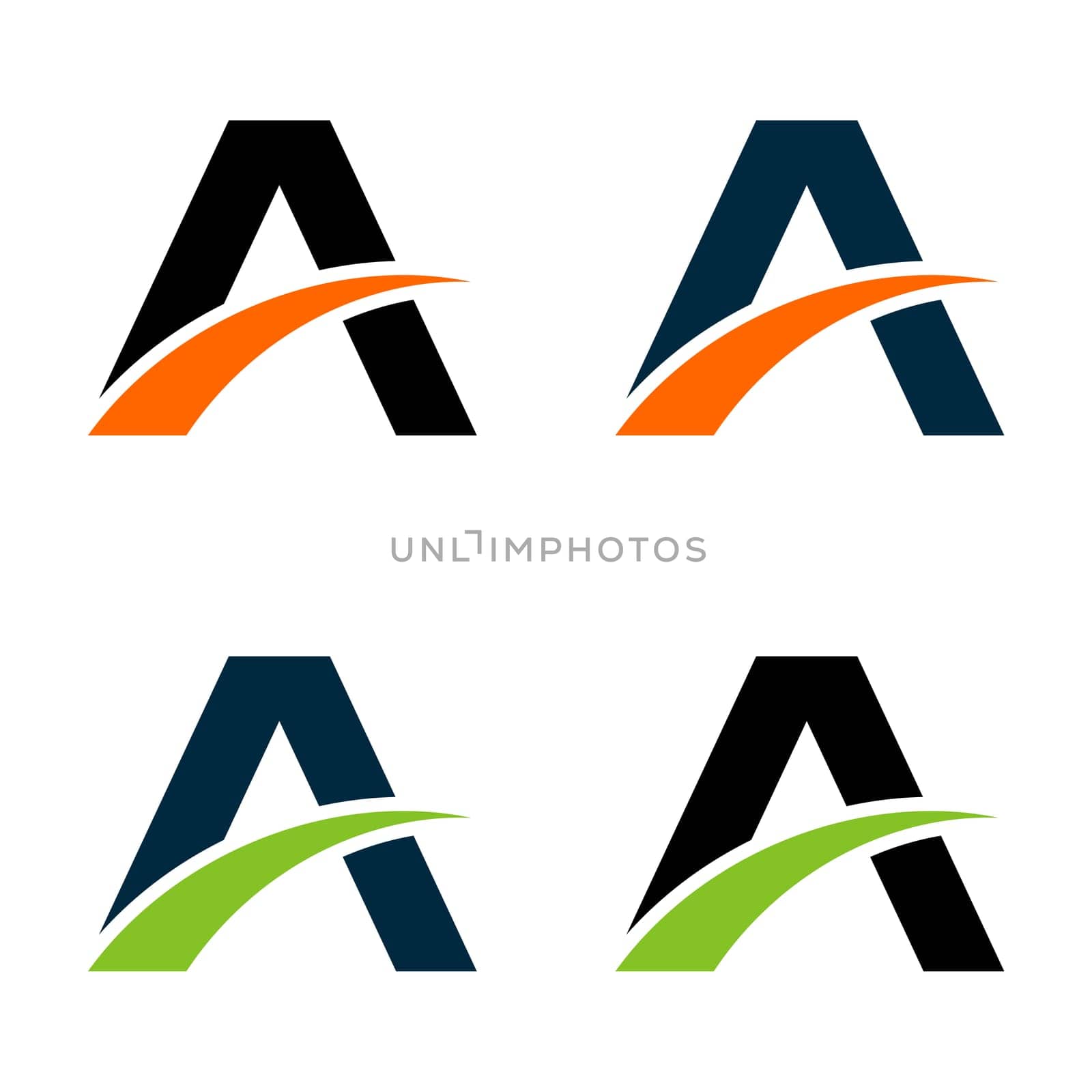 set A Letter Initial with Swoosh Logo Template