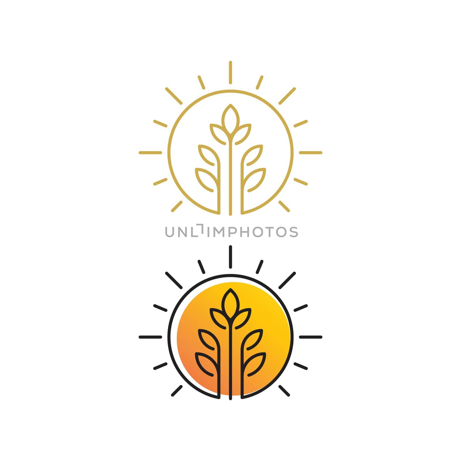 sun farm logo Vector icon design illustration Template