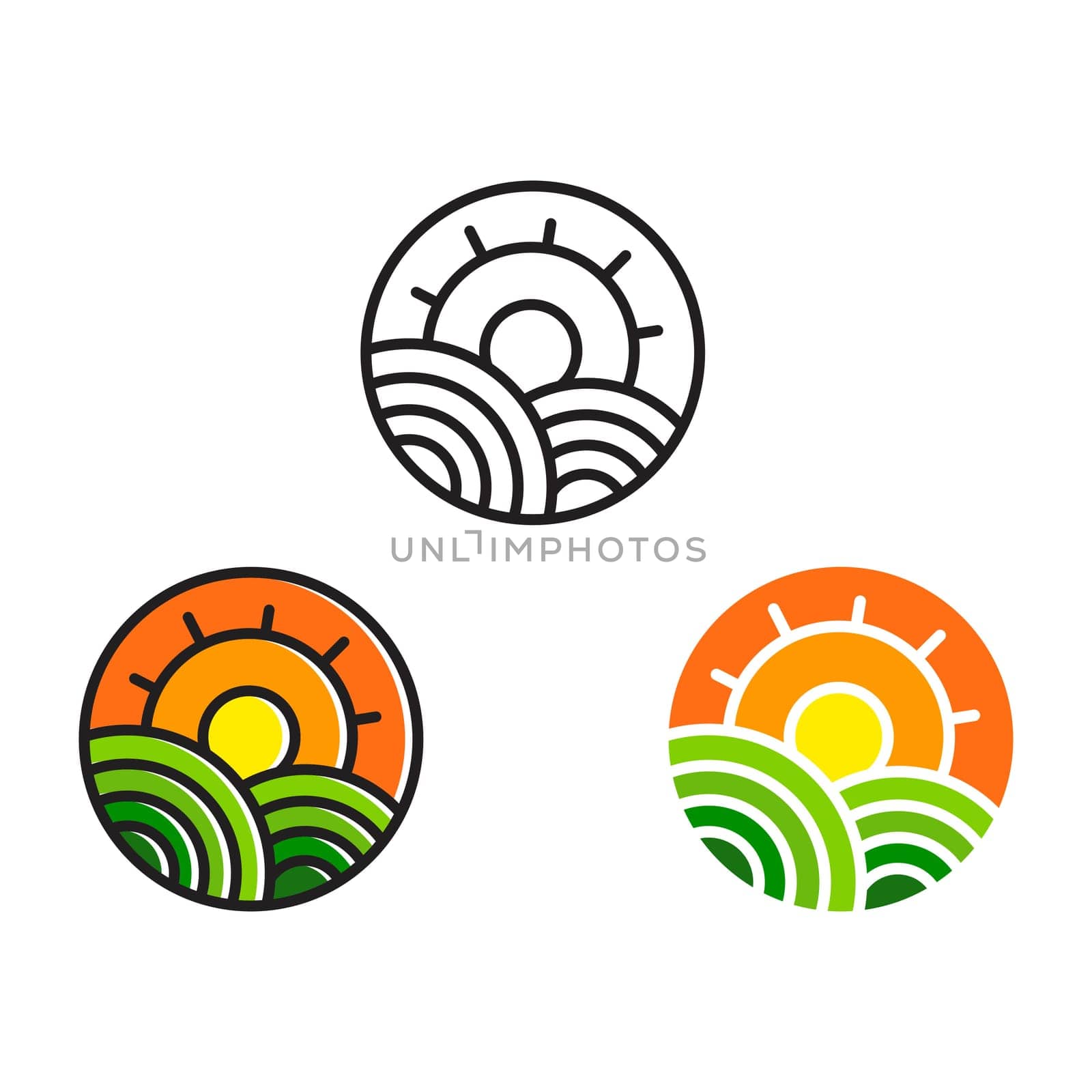 sun farm logo Vector icon design illustration Template