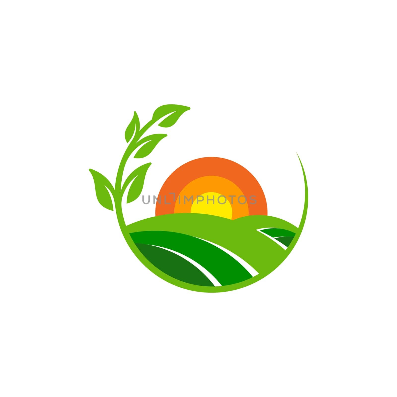 sun farm logo Vector icon design illustration Template