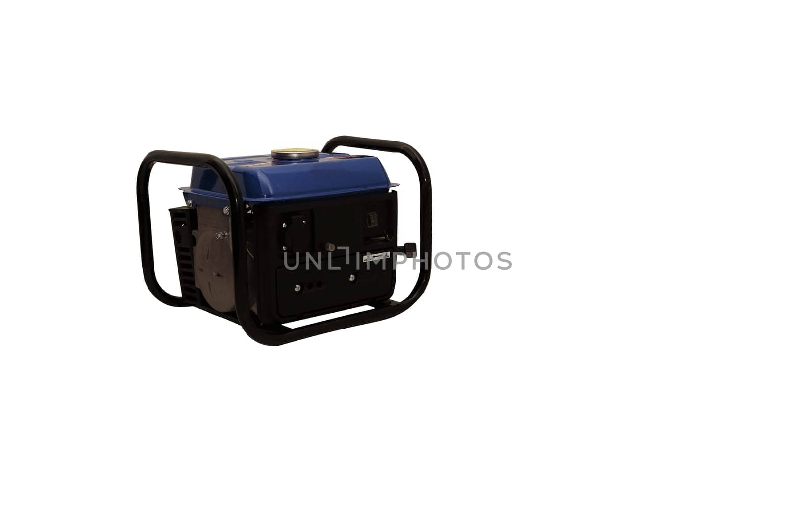 New blue emergency generator on white background