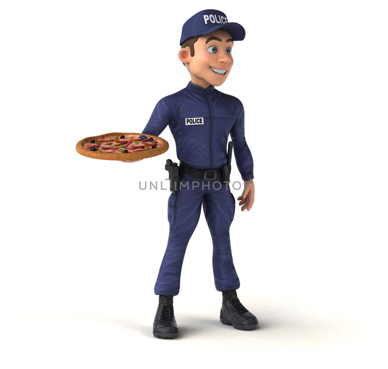 Fun 3D illustration of a cartoon Police Officer