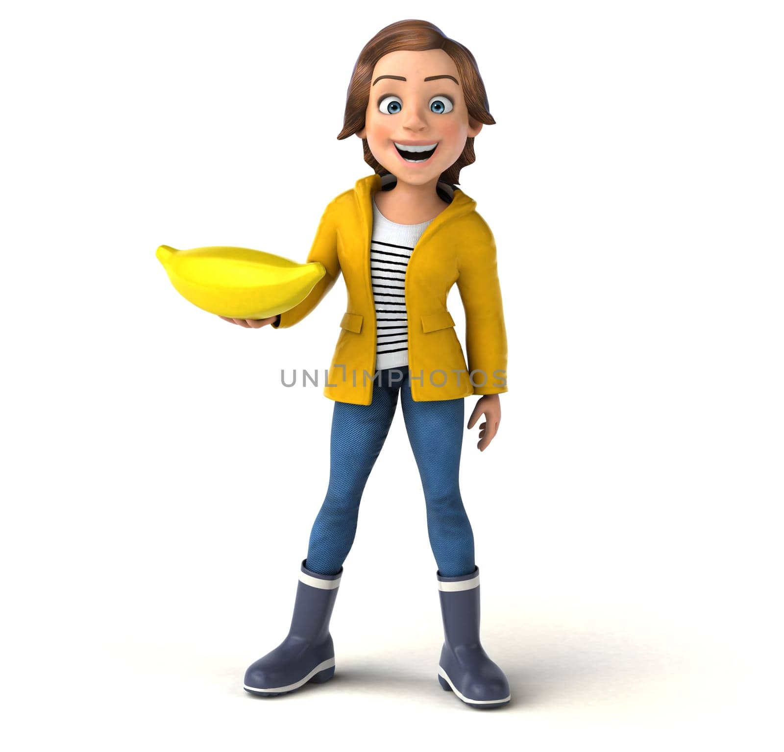 Fun 3D illustration of a cartoon teenage girl