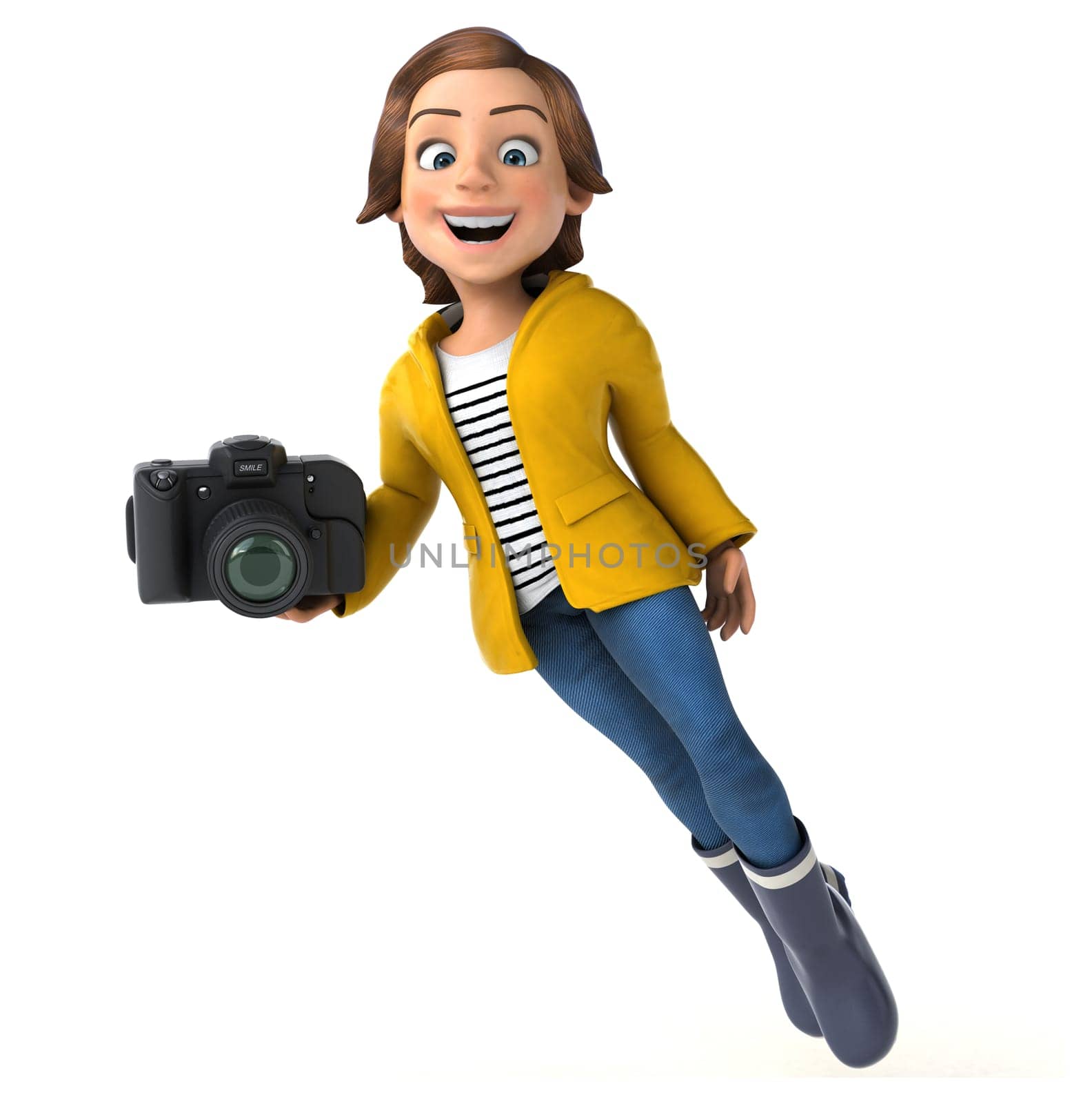 Fun 3D illustration of a cartoon teenage girl