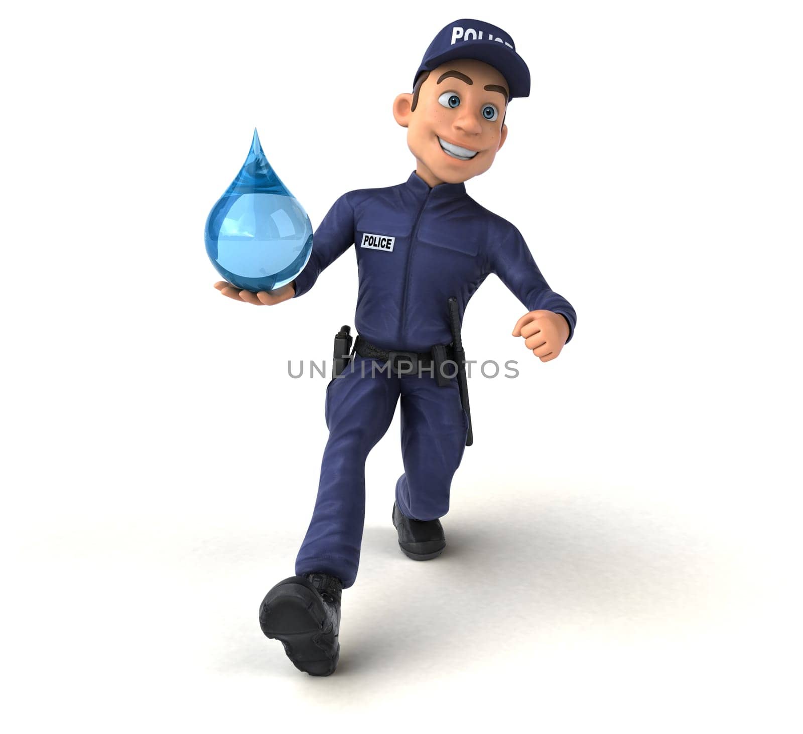 Fun 3D illustration of a cartoon Police Officer