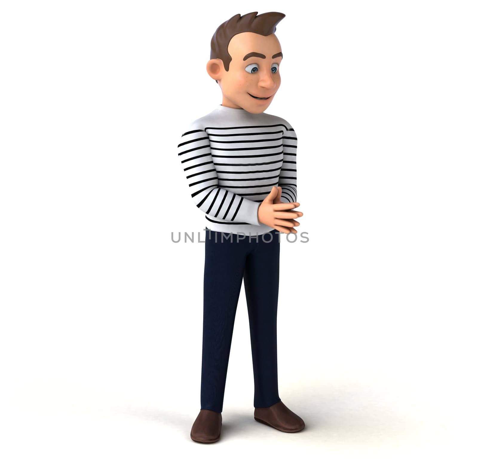Fun 3D illustration of a cartoon character sommelier