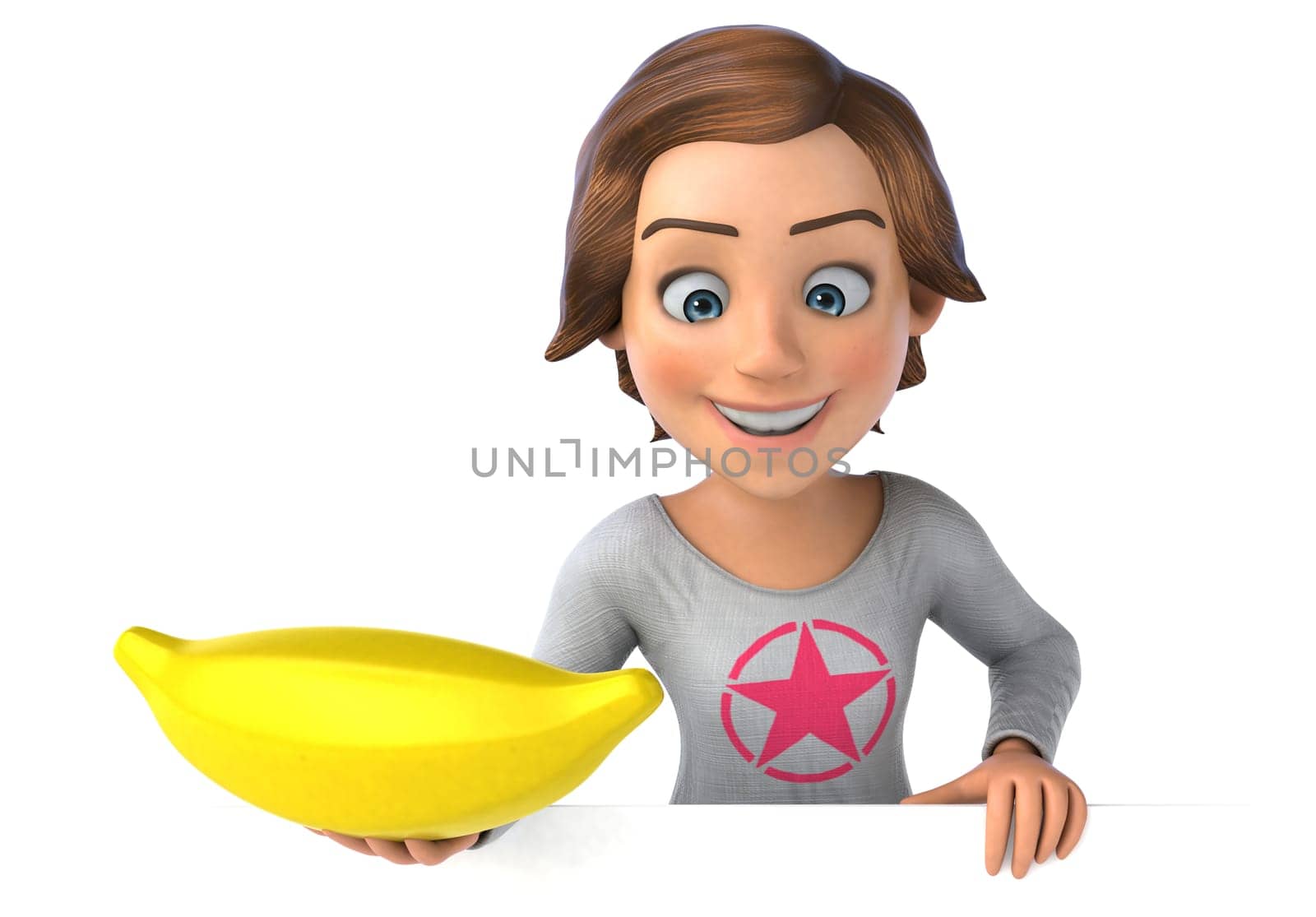 Fun 3D illustration of a cartoon teenage girl