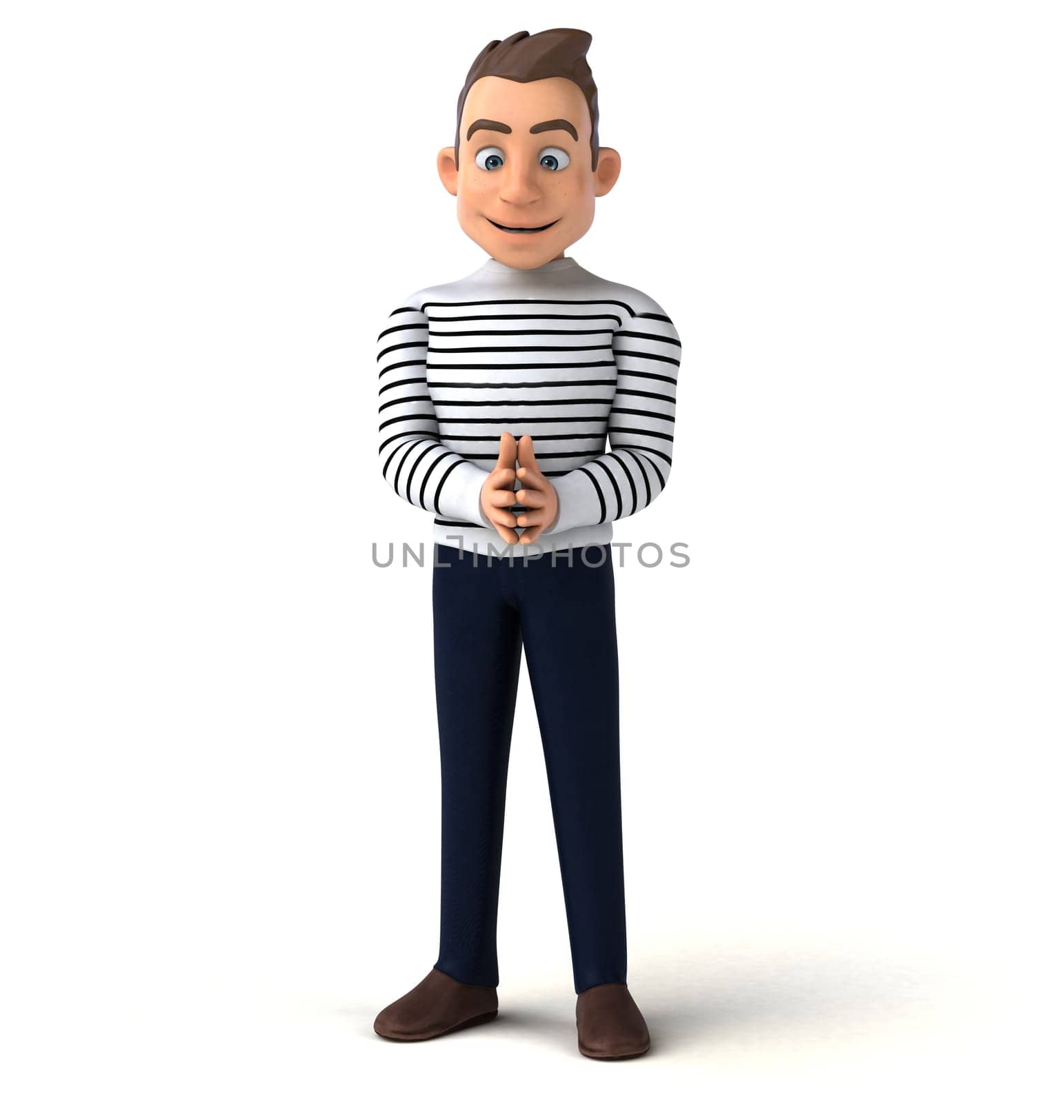 Fun 3D illustration of a cartoon character sommelier