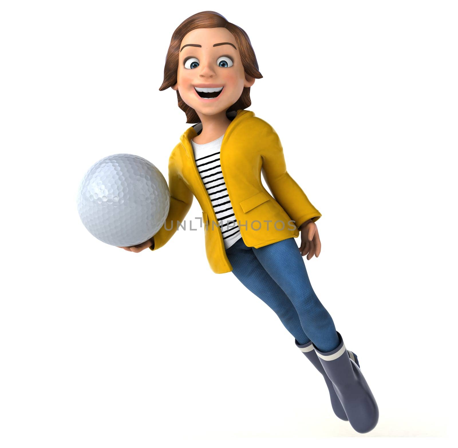 Fun 3D illustration of a cartoon teenage girl