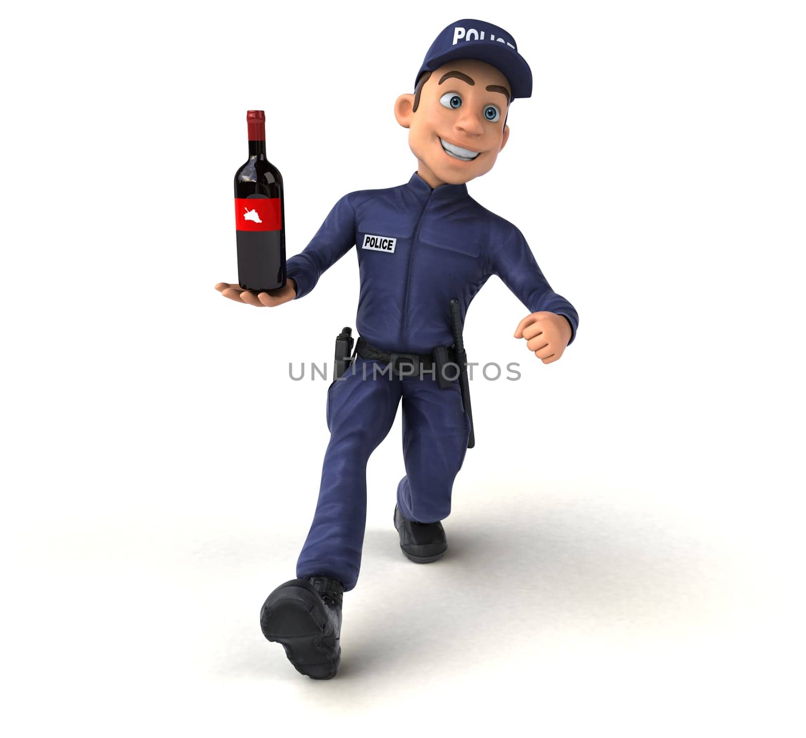 Fun 3D illustration of a cartoon Police Officer