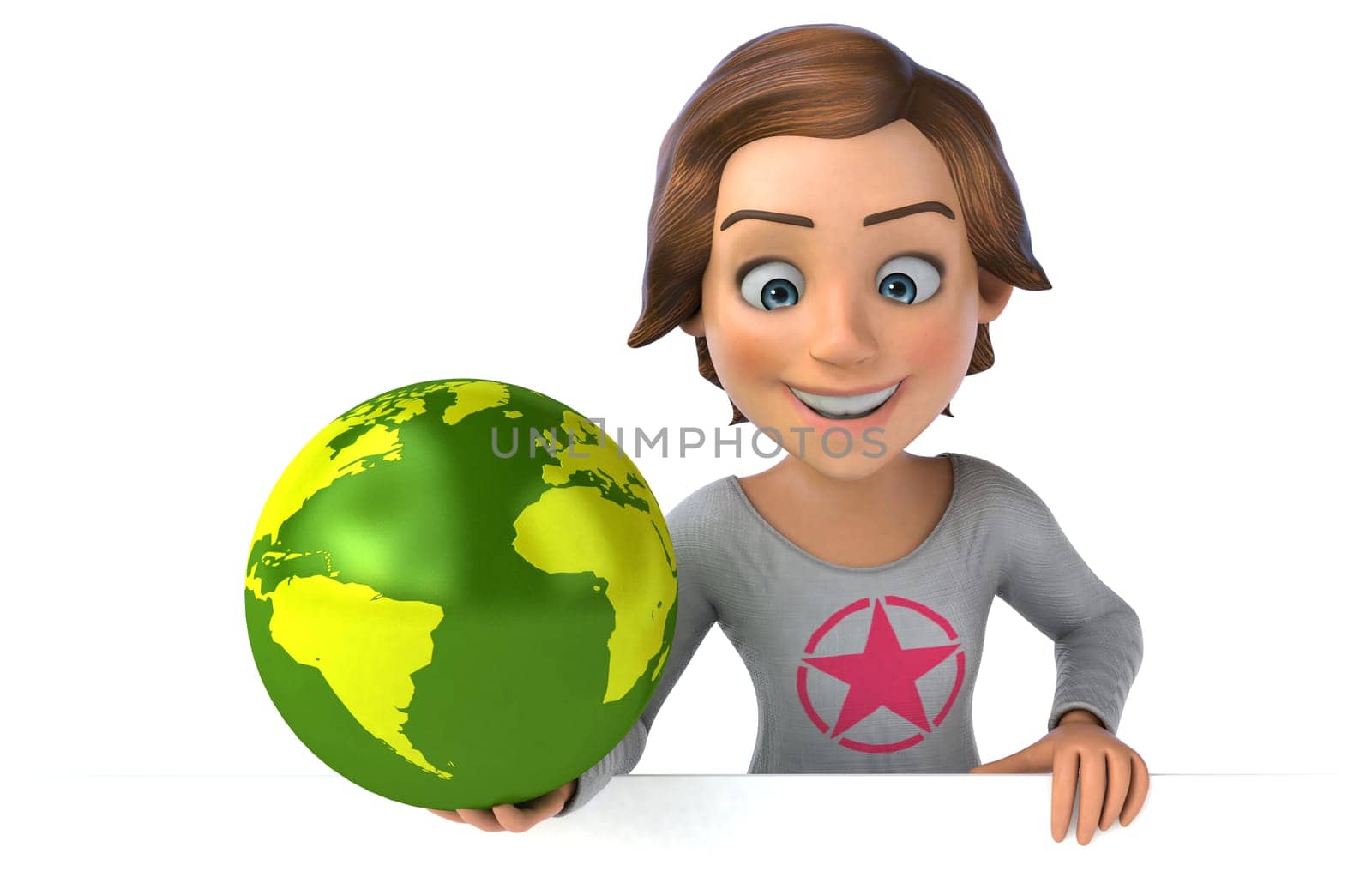 Fun 3D illustration of a cartoon teenage girl