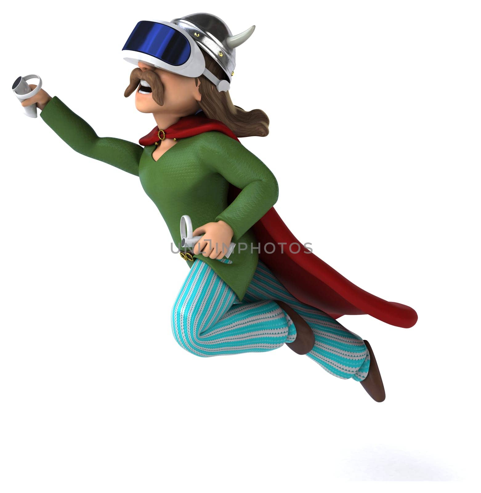 Fun 3D Illustration of a gaul with a VR Helmet