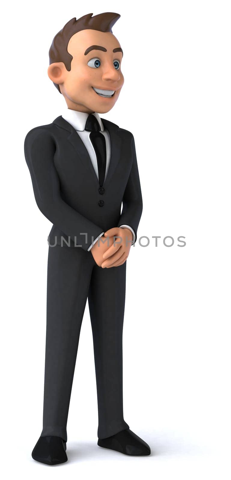 Fun 3D illustration of a cartoon character sommelier