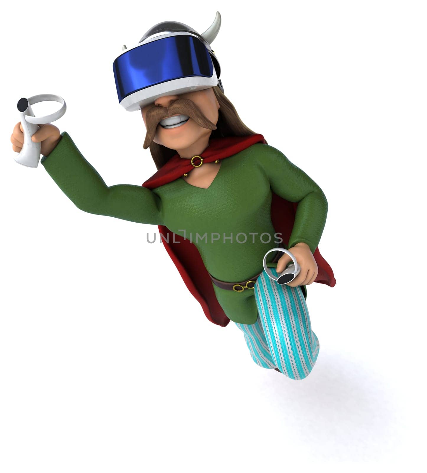 Fun 3D Illustration of a gaul with a VR Helmet