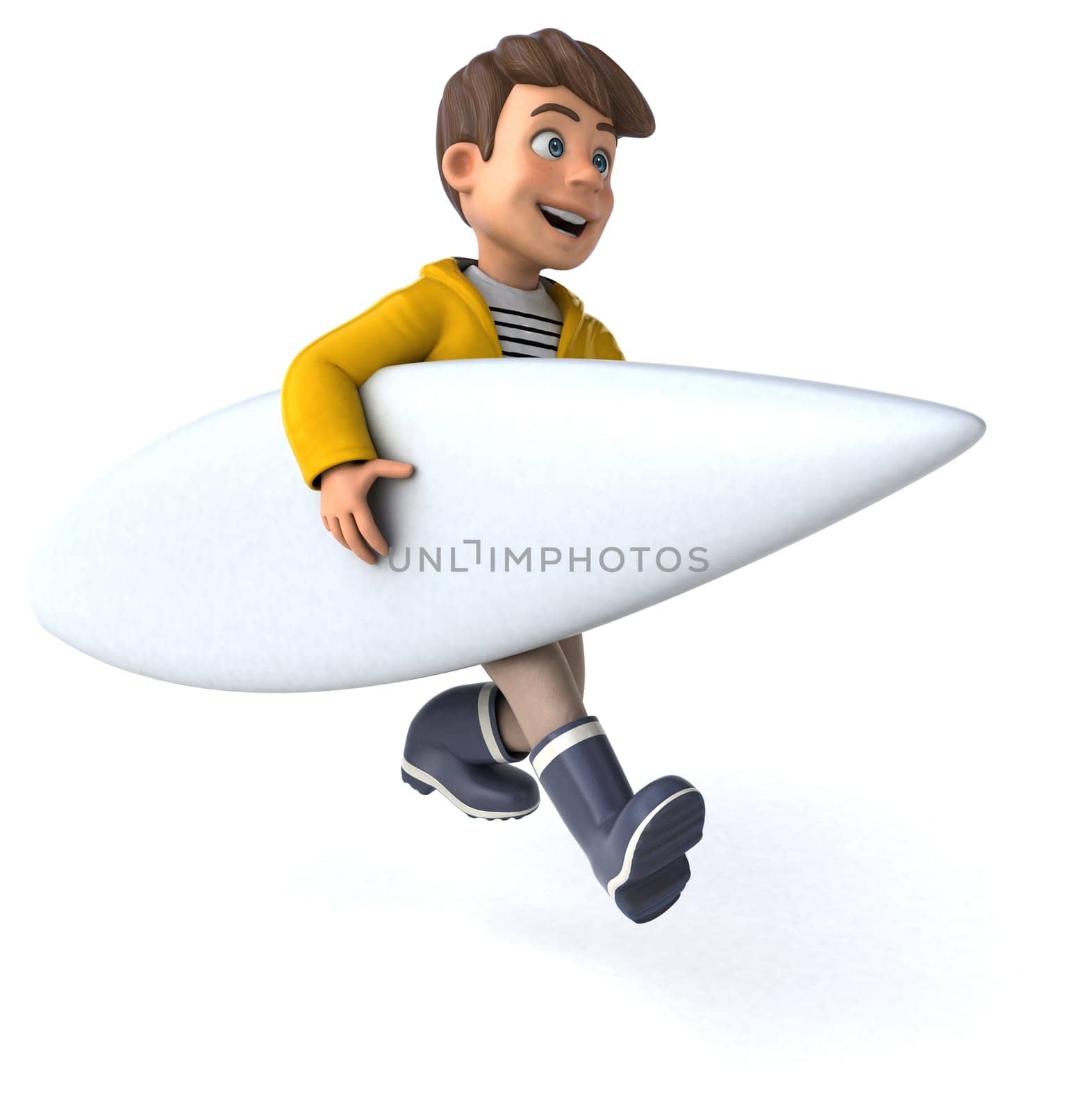 Fun cartoon kid with rain gear