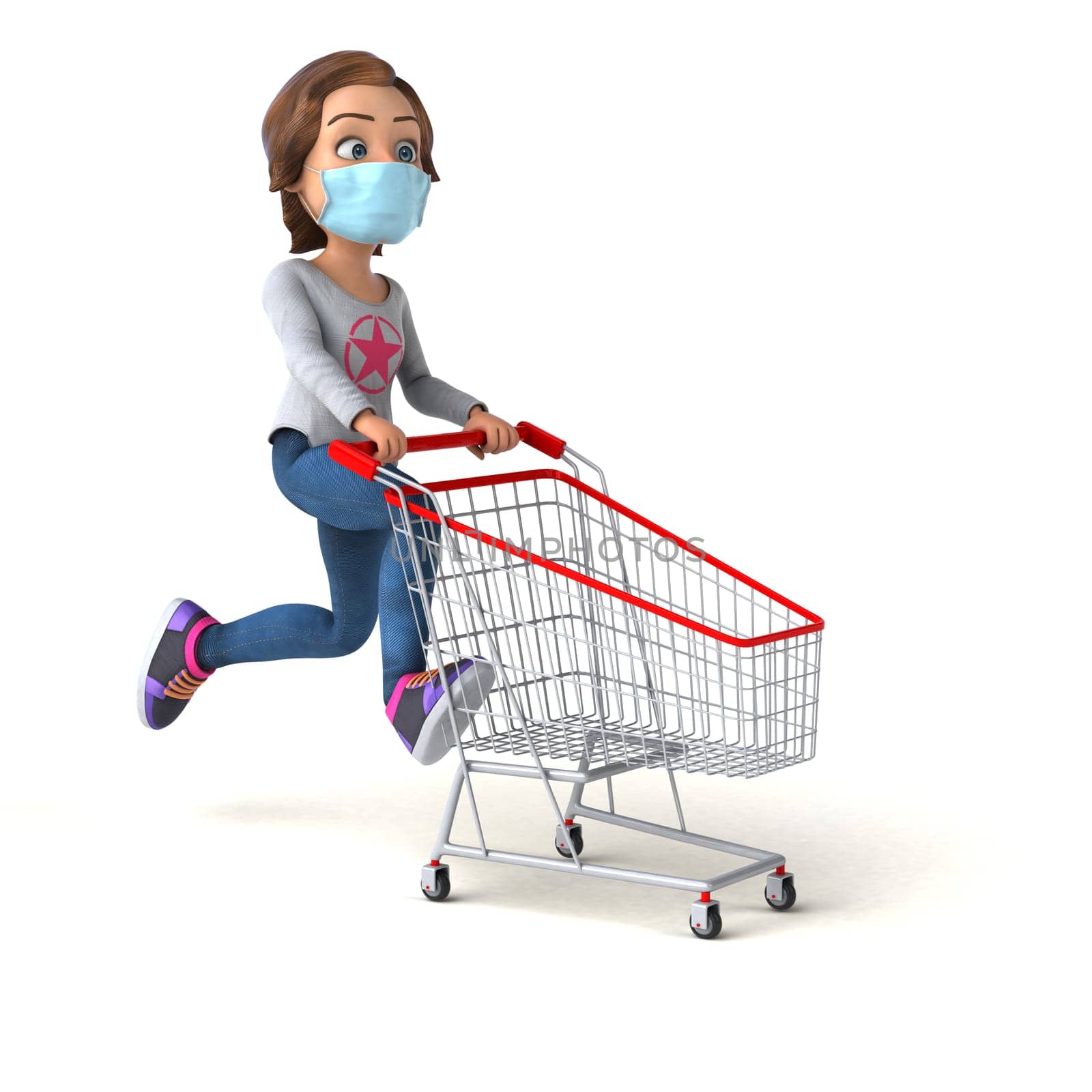 Fun 3D illustration of a cartoon teenage girl