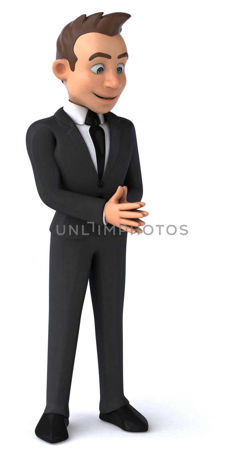 Fun 3D illustration of a cartoon character sommelier