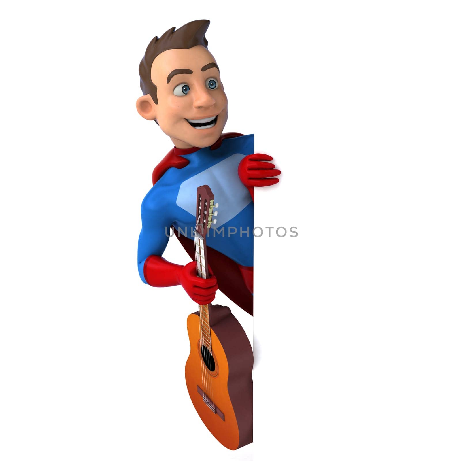 Fun 3D illustration of a fun superhero