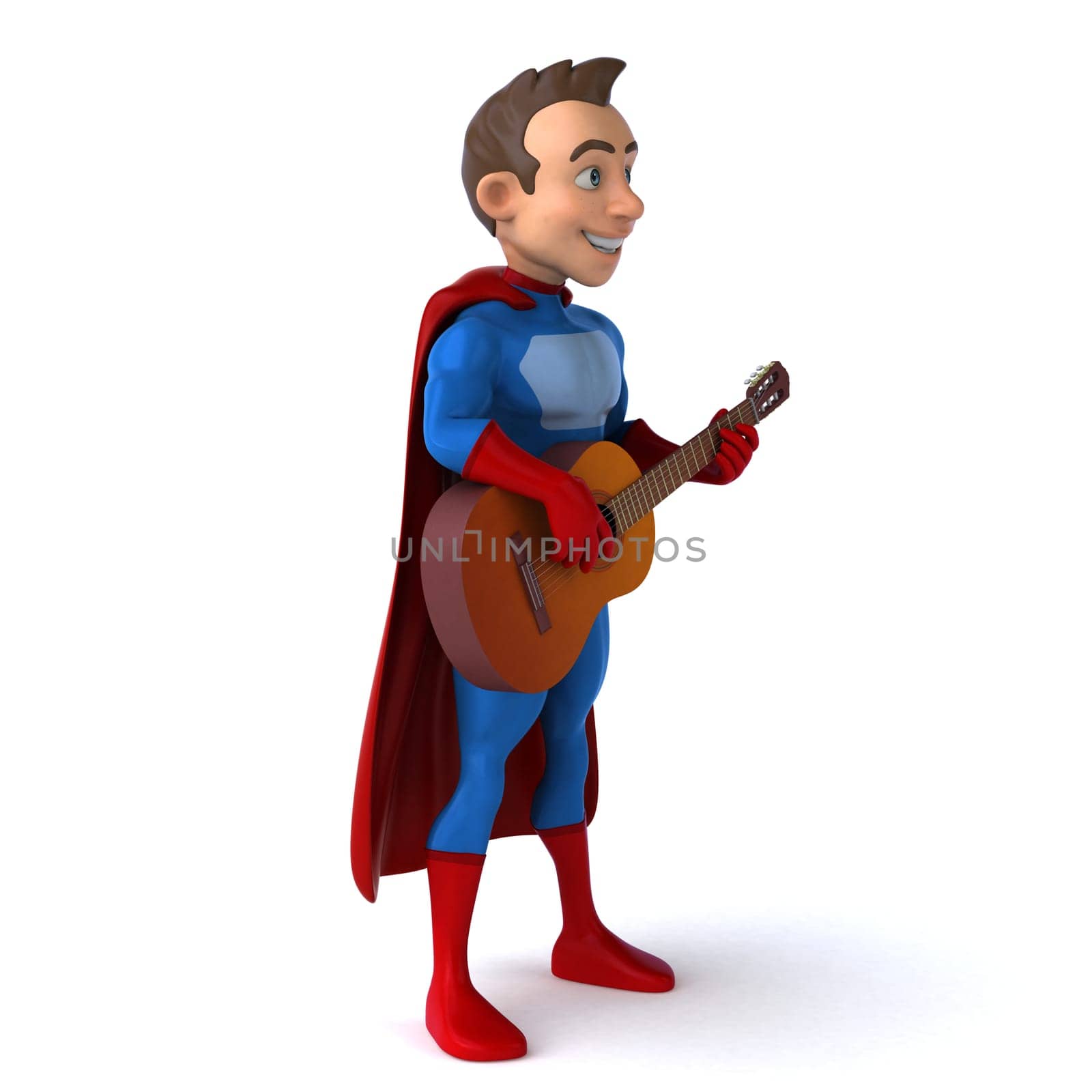 Fun 3D illustration of a fun superhero