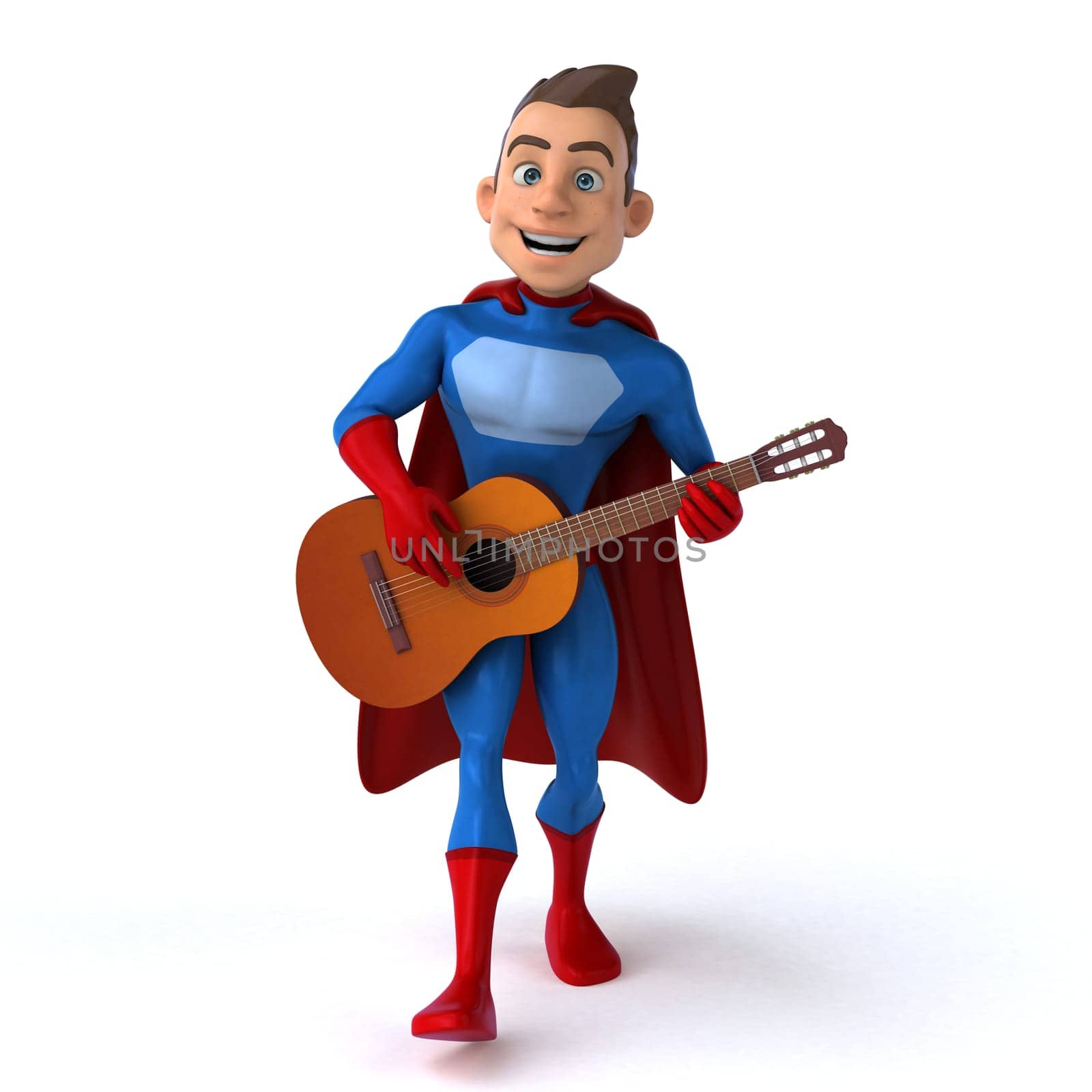 Fun 3D illustration of a fun superhero